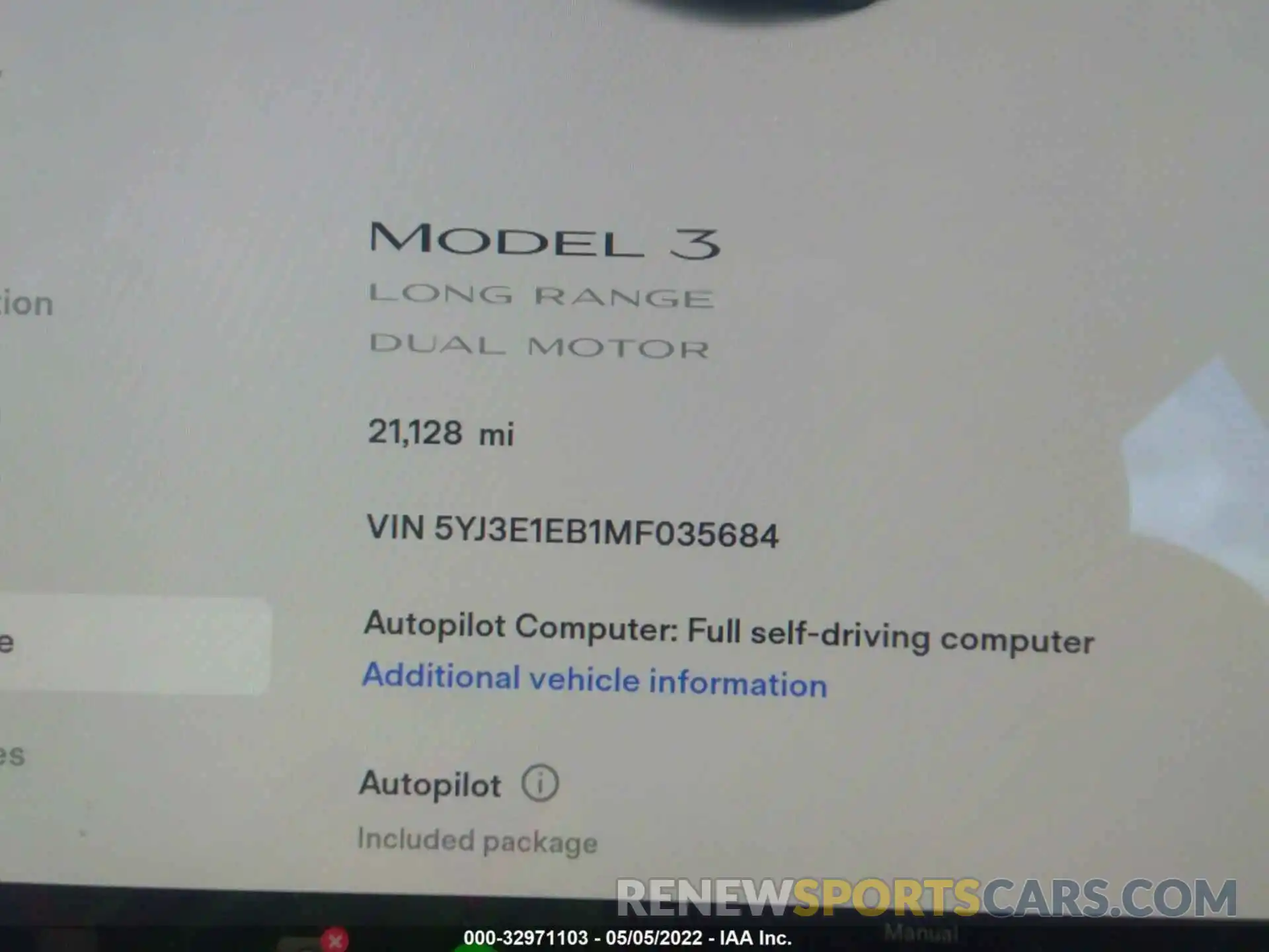 7 Фотография поврежденного автомобиля 5YJ3E1EB1MF035684 TESLA MODEL 3 2021