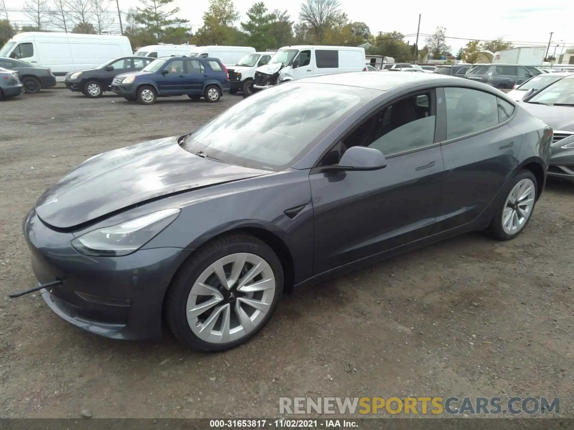 2 Photograph of a damaged car 5YJ3E1EB1MF045132 TESLA MODEL 3 2021