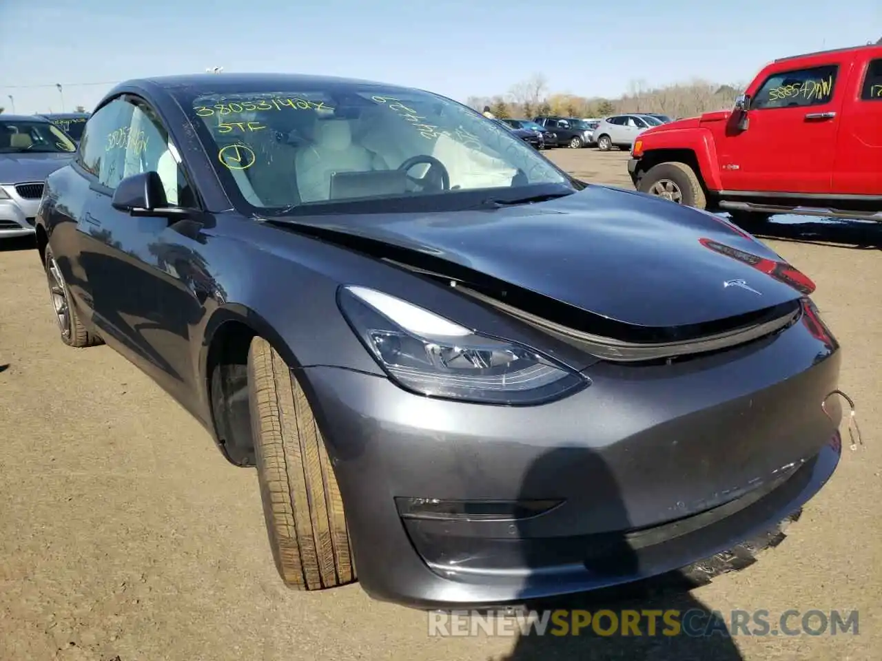 1 Photograph of a damaged car 5YJ3E1EB1MF048497 TESLA MODEL 3 2021