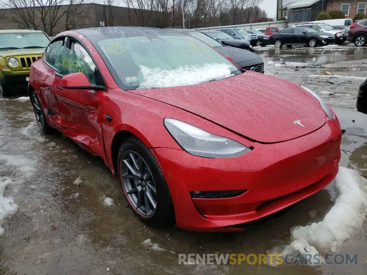 1 Photograph of a damaged car 5YJ3E1EB1MF901805 TESLA MODEL 3 2021