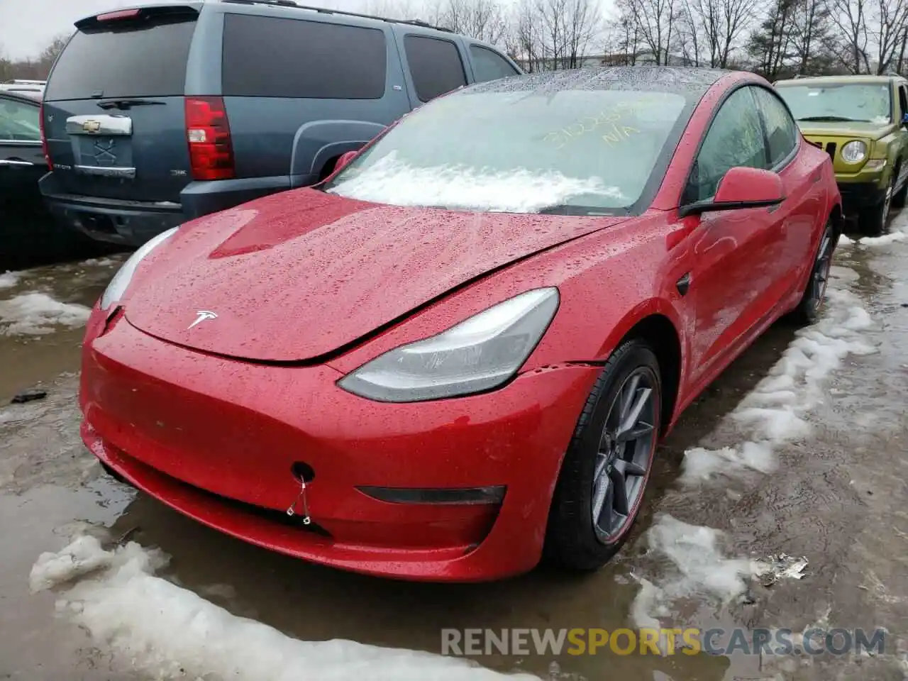 2 Photograph of a damaged car 5YJ3E1EB1MF901805 TESLA MODEL 3 2021