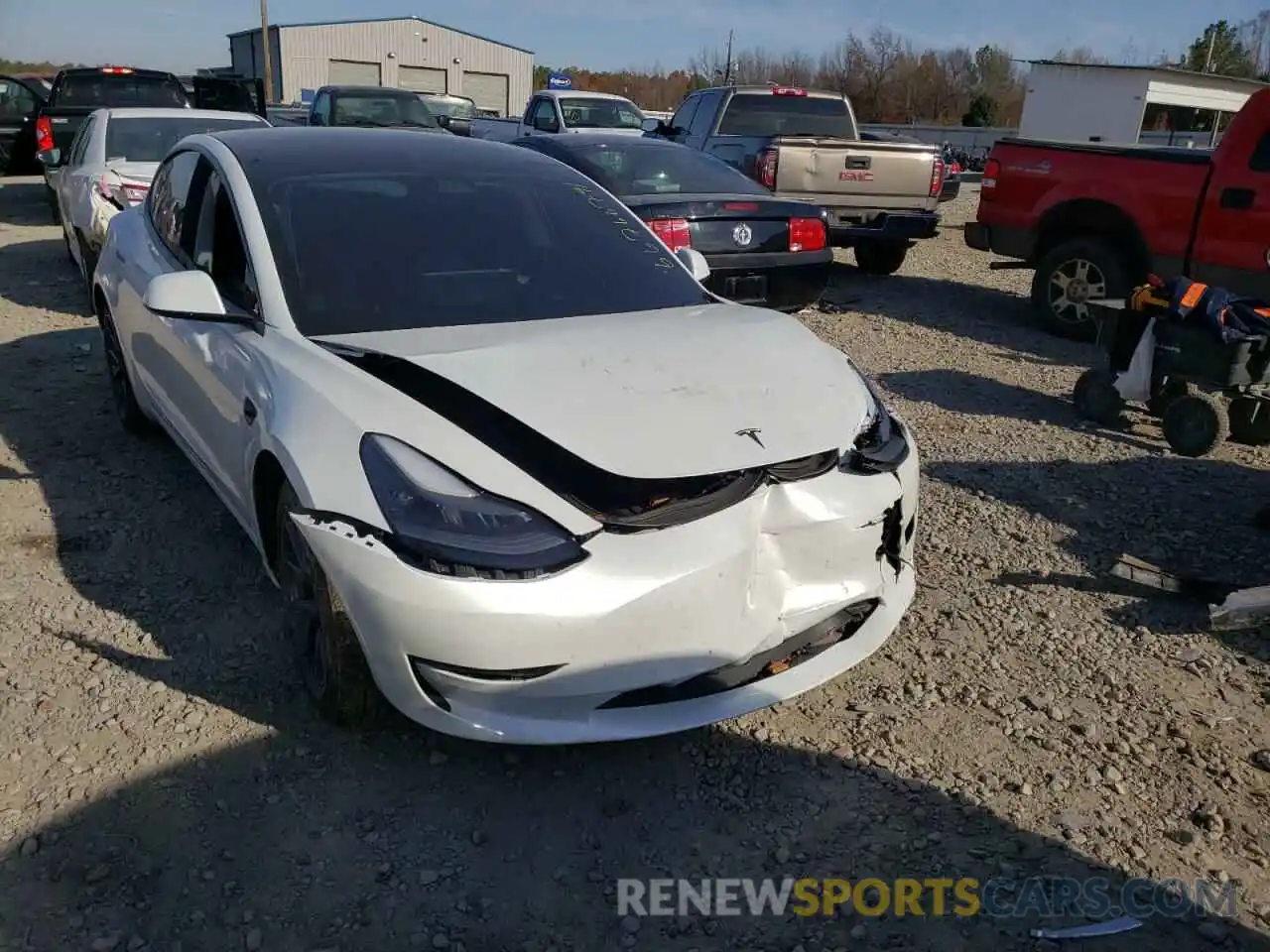 1 Photograph of a damaged car 5YJ3E1EB1MF924002 TESLA MODEL 3 2021