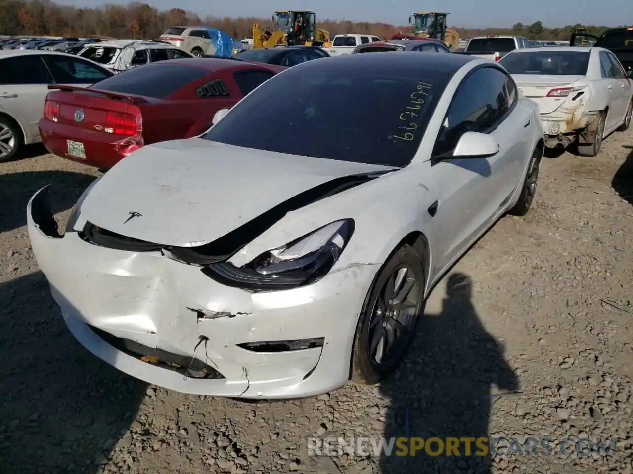 2 Photograph of a damaged car 5YJ3E1EB1MF924002 TESLA MODEL 3 2021