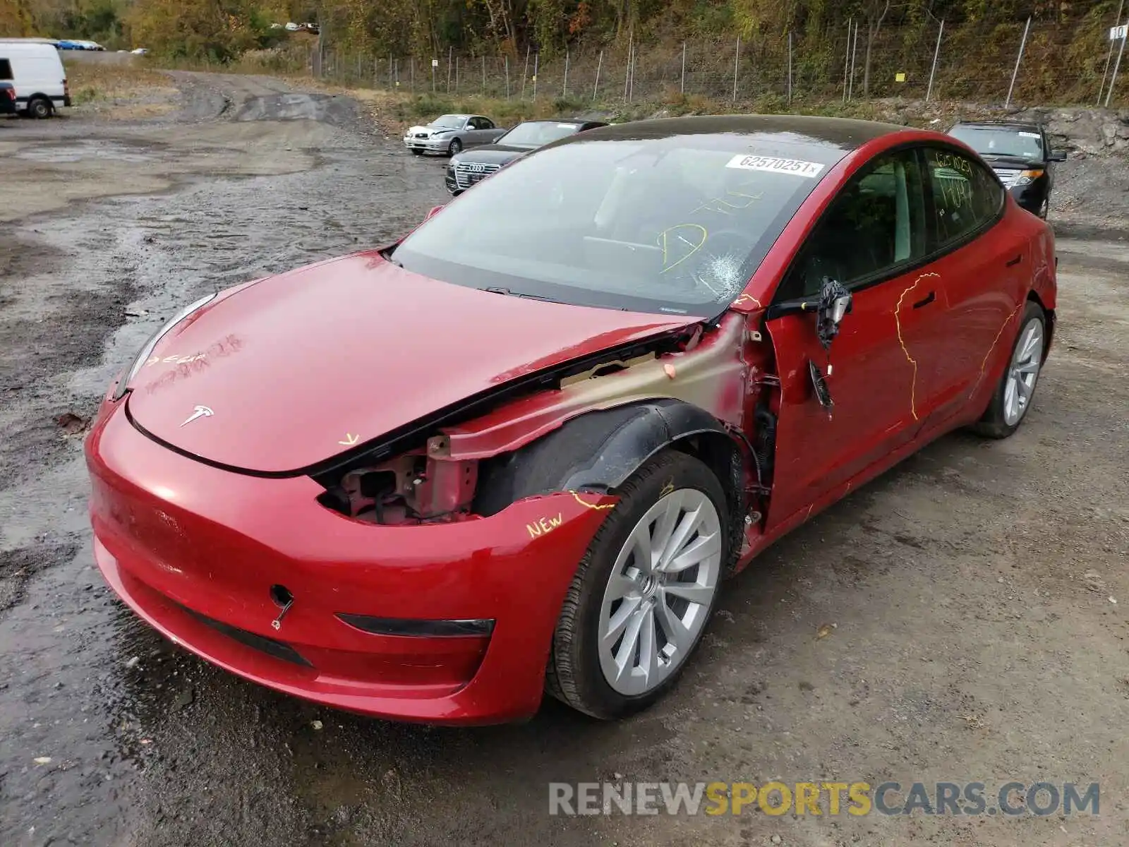 2 Photograph of a damaged car 5YJ3E1EB1MF924257 TESLA MODEL 3 2021