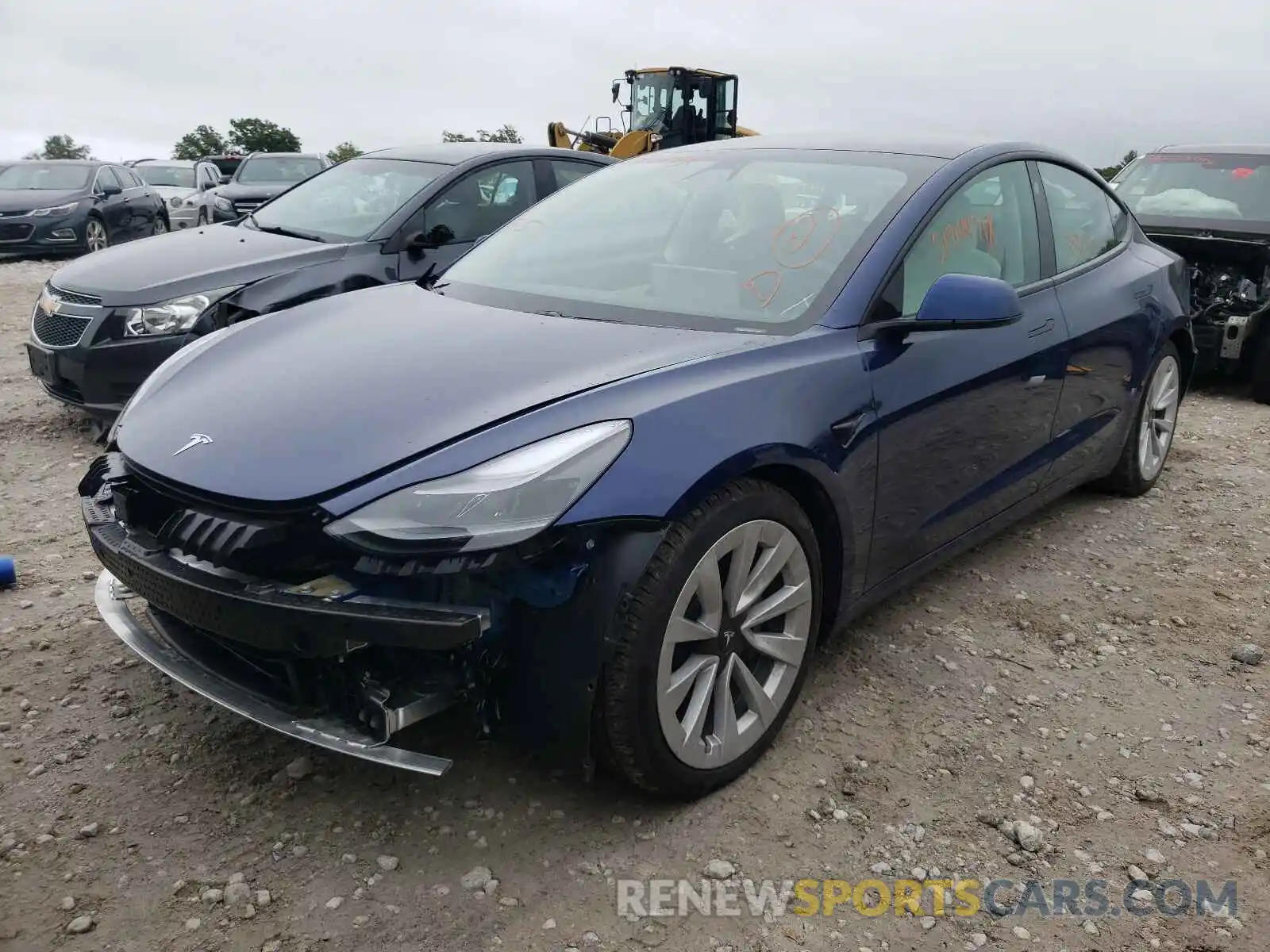 2 Photograph of a damaged car 5YJ3E1EB1MF924971 TESLA MODEL 3 2021