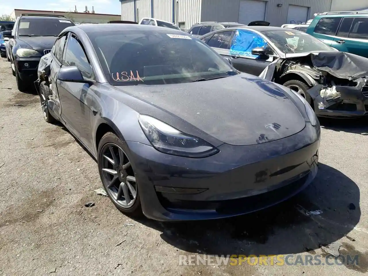 1 Photograph of a damaged car 5YJ3E1EB1MF928146 TESLA MODEL 3 2021