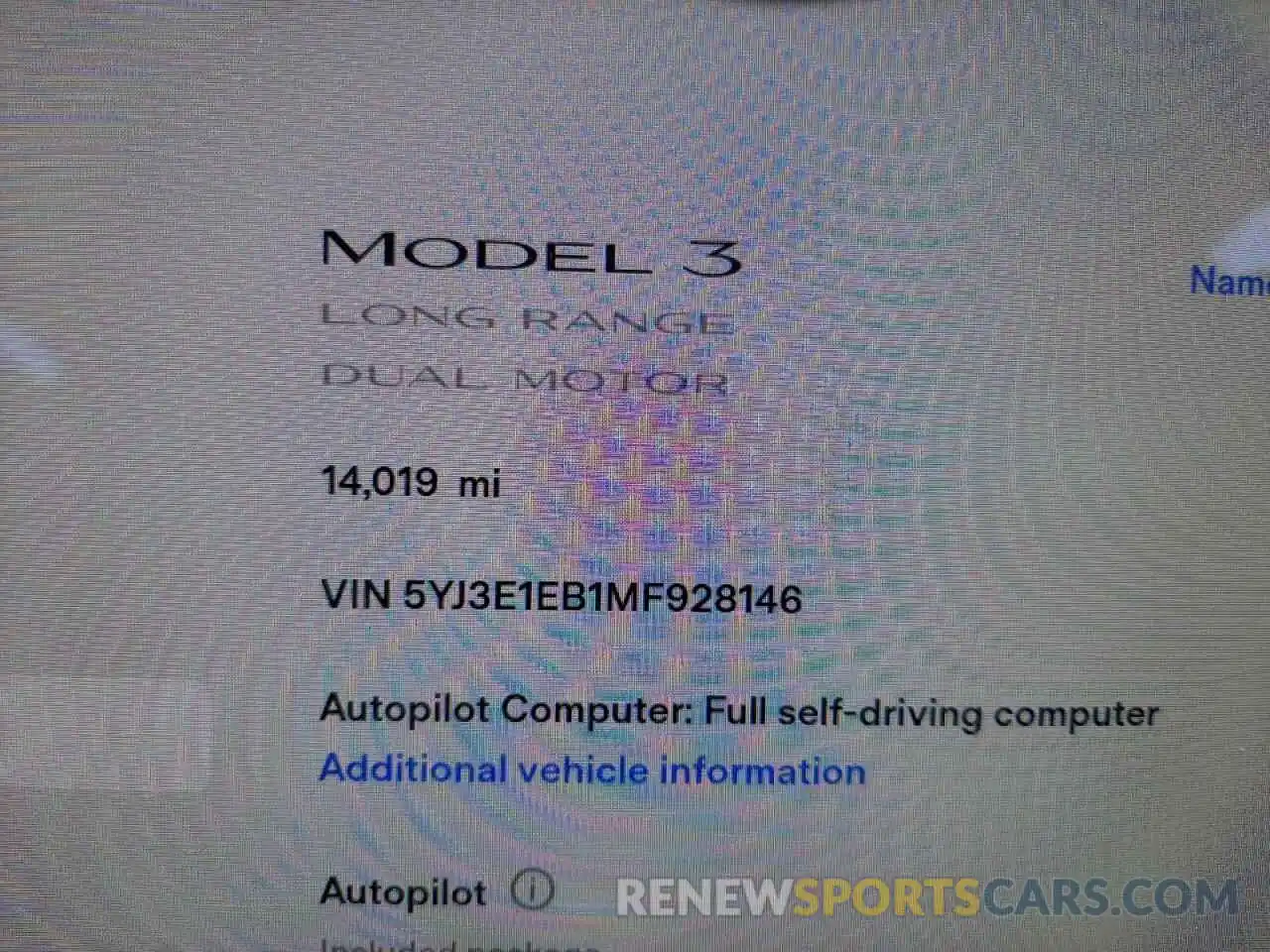 8 Photograph of a damaged car 5YJ3E1EB1MF928146 TESLA MODEL 3 2021