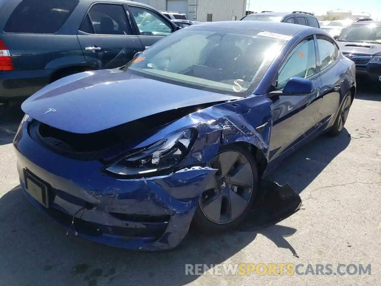 2 Photograph of a damaged car 5YJ3E1EB1MF929233 TESLA MODEL 3 2021