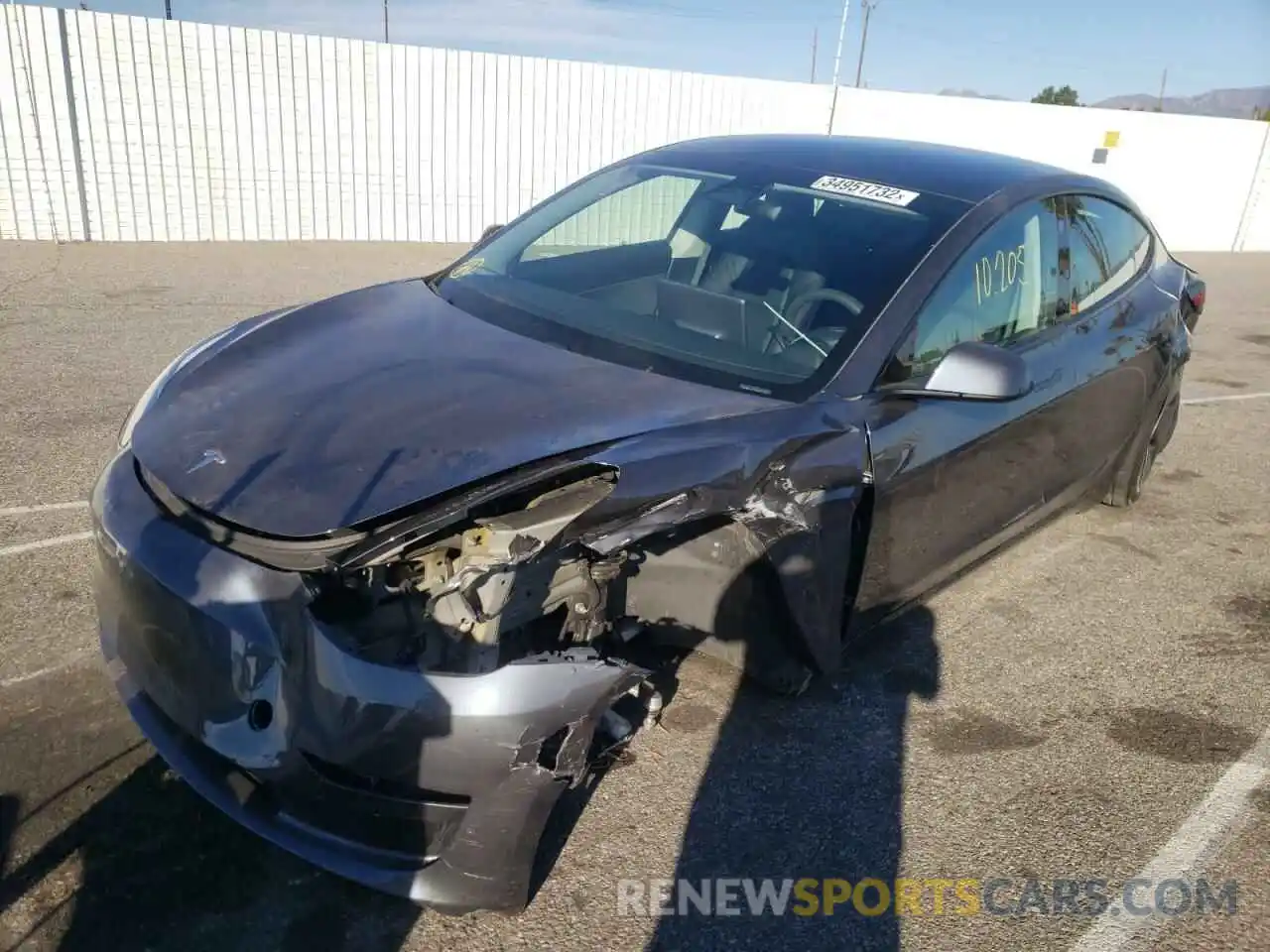 2 Photograph of a damaged car 5YJ3E1EB1MF937302 TESLA MODEL 3 2021