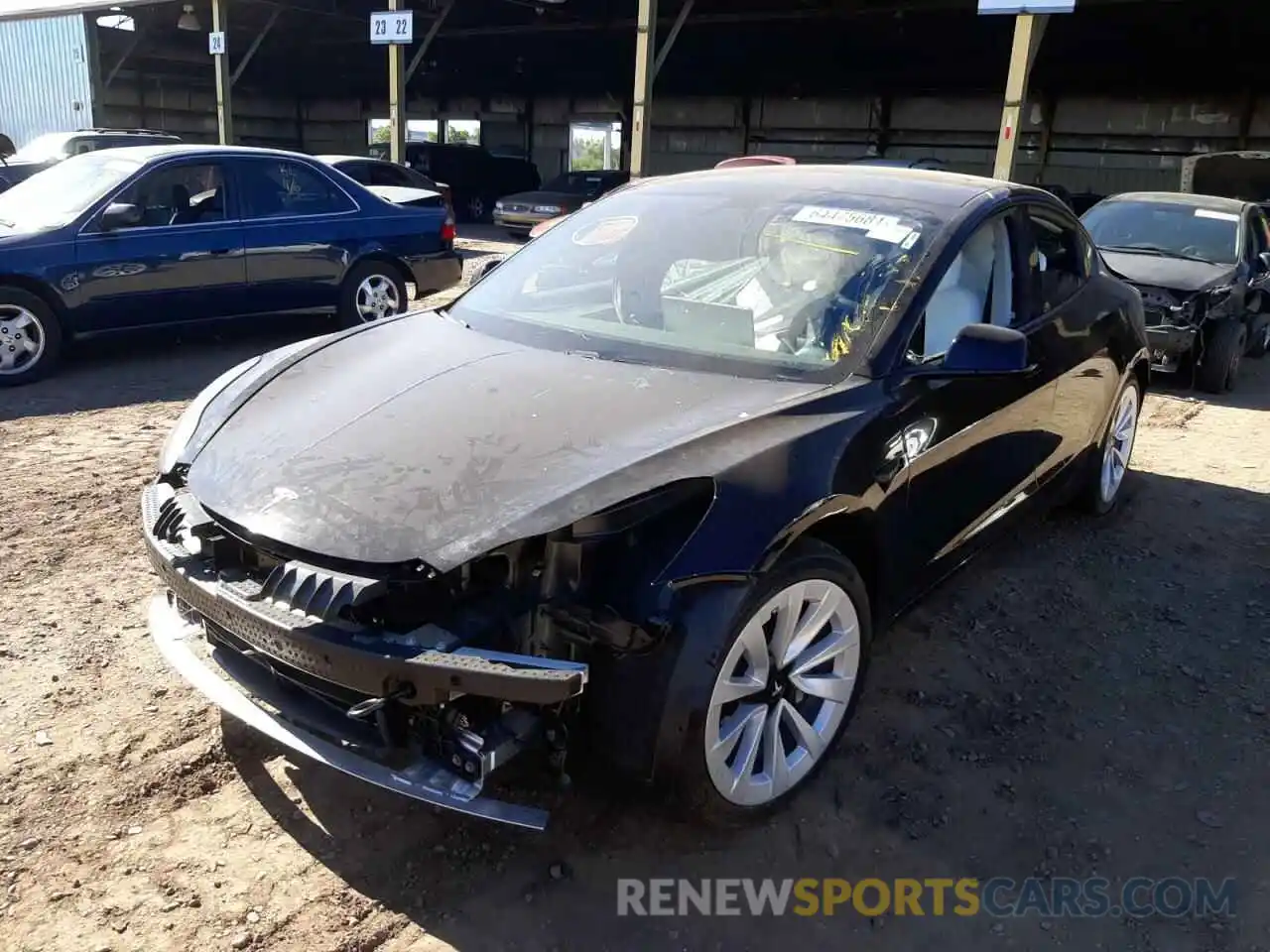 2 Photograph of a damaged car 5YJ3E1EB1MF999704 TESLA MODEL 3 2021