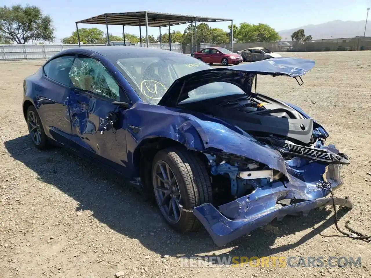 1 Photograph of a damaged car 5YJ3E1EB2MF003584 TESLA MODEL 3 2021