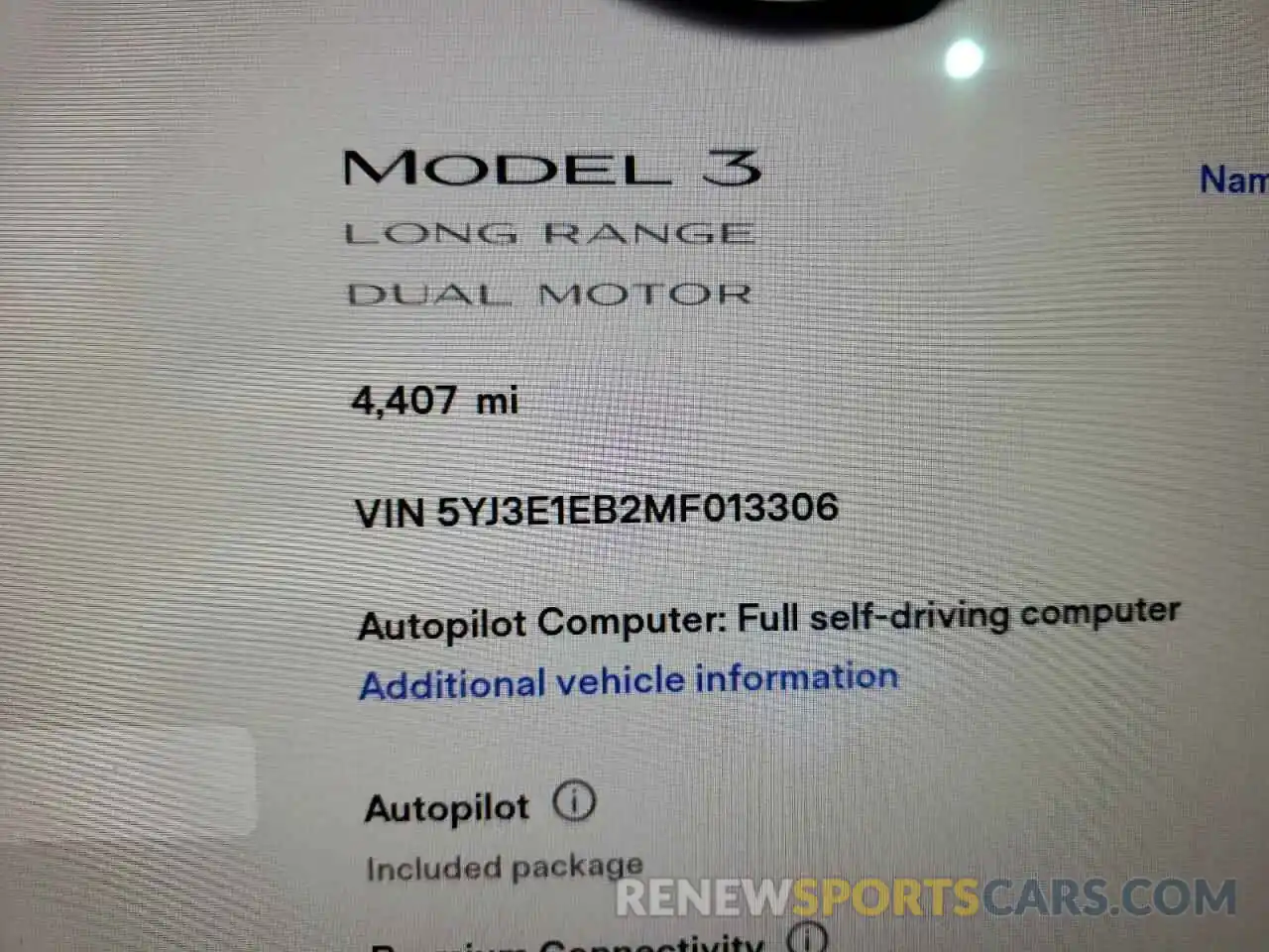 8 Фотография поврежденного автомобиля 5YJ3E1EB2MF013306 TESLA MODEL 3 2021