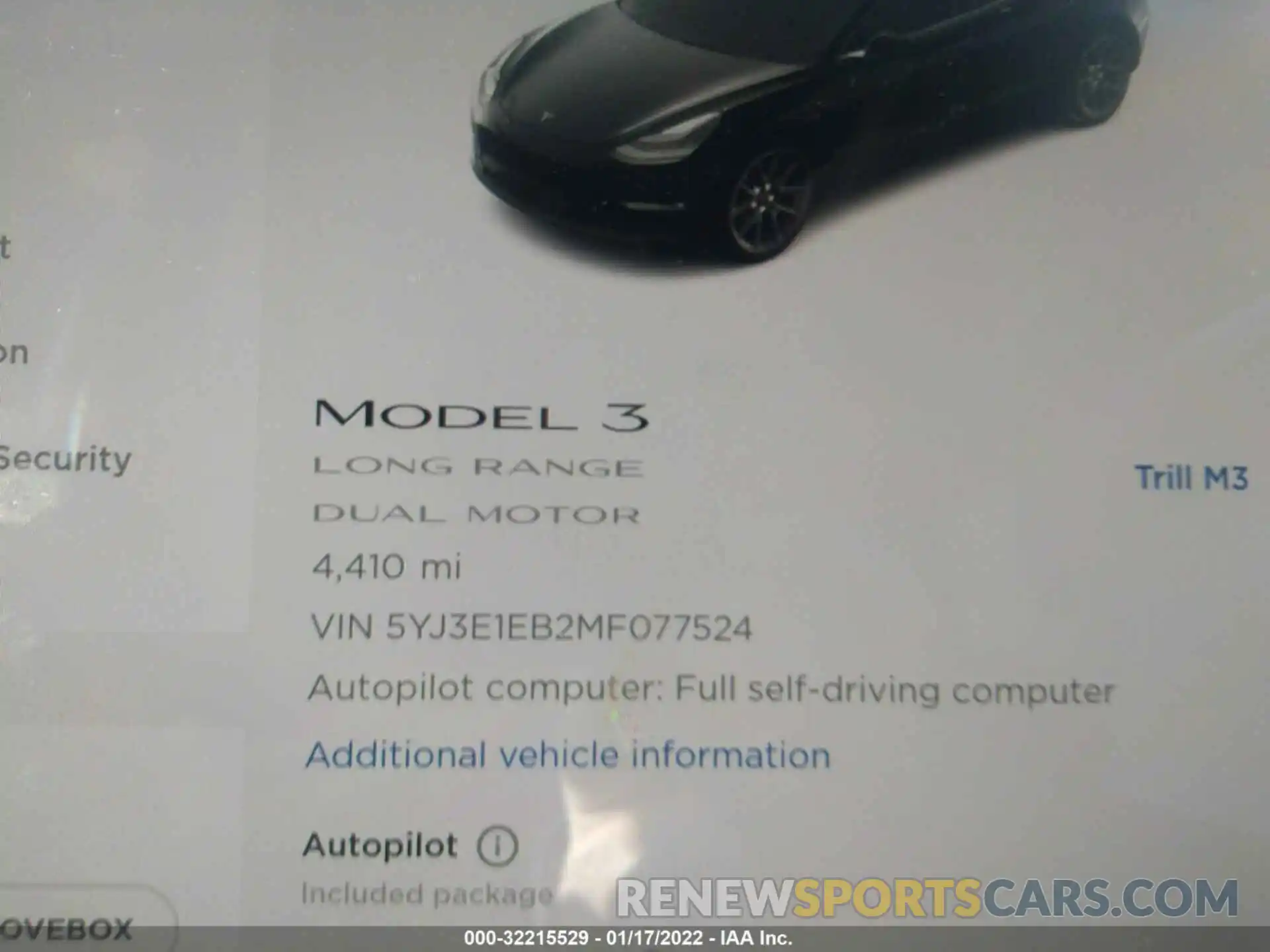 7 Фотография поврежденного автомобиля 5YJ3E1EB2MF077524 TESLA MODEL 3 2021