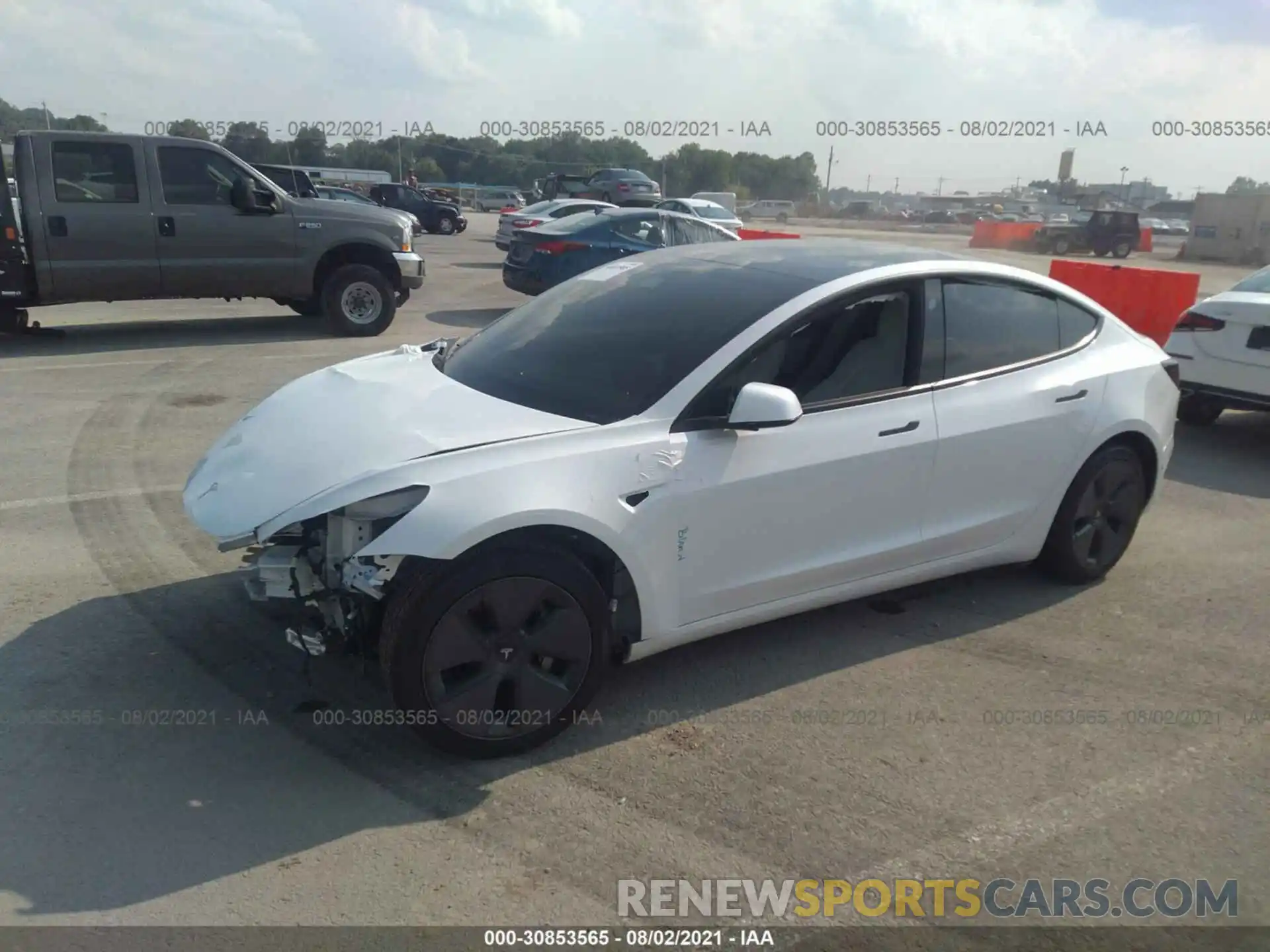 2 Photograph of a damaged car 5YJ3E1EB2MF837015 TESLA MODEL 3 2021