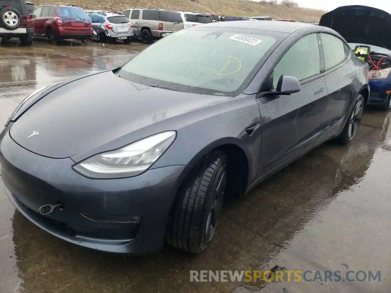 2 Photograph of a damaged car 5YJ3E1EB2MF862075 TESLA MODEL 3 2021