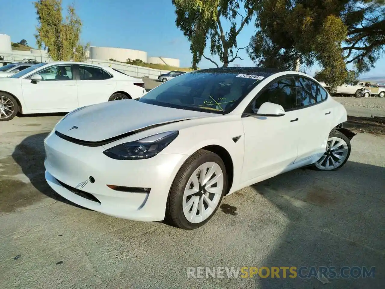 2 Photograph of a damaged car 5YJ3E1EB2MF877563 TESLA MODEL 3 2021