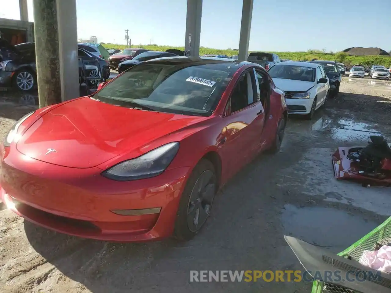 2 Photograph of a damaged car 5YJ3E1EB2MF924400 TESLA MODEL 3 2021