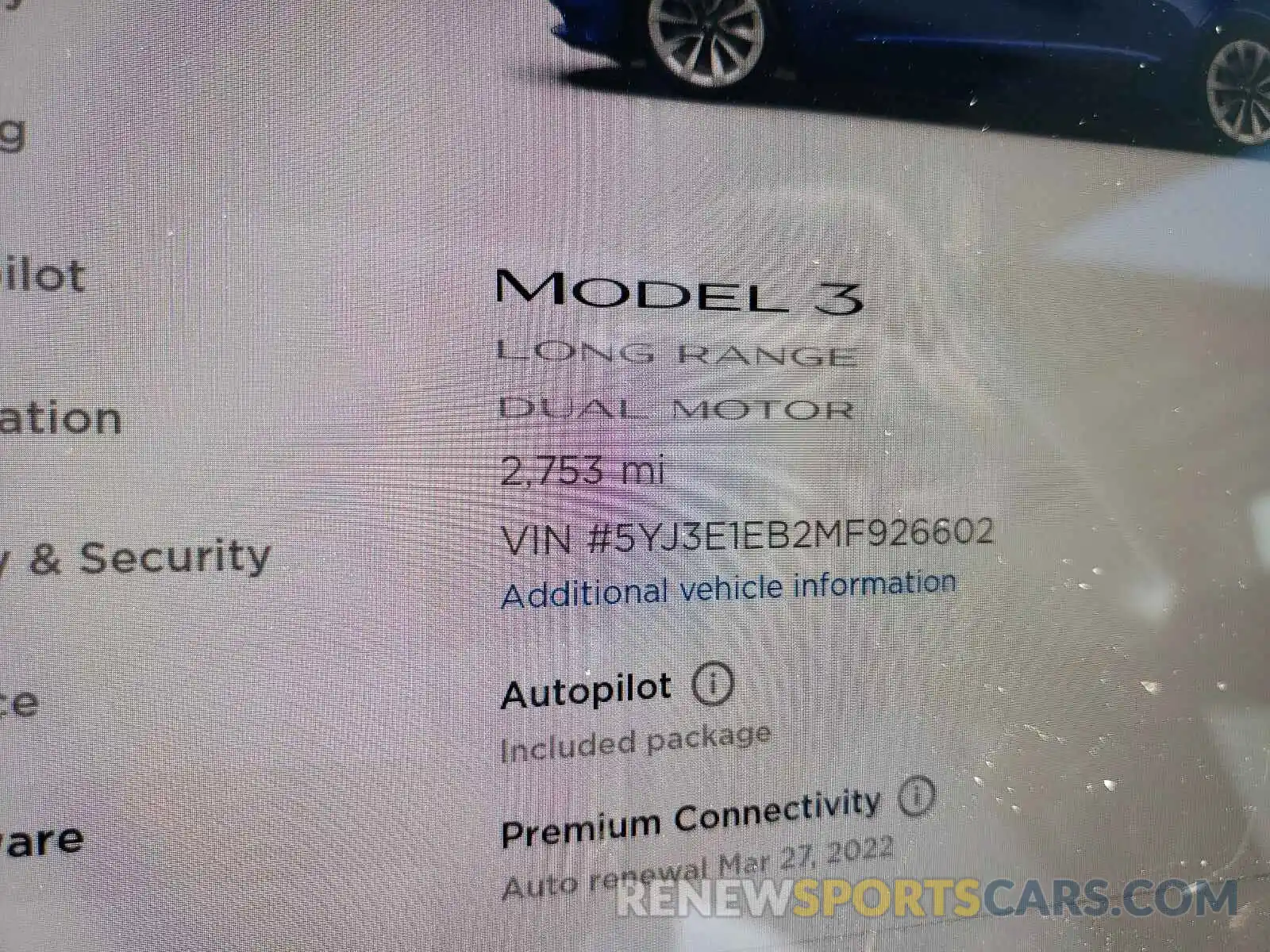 8 Фотография поврежденного автомобиля 5YJ3E1EB2MF926602 TESLA MODEL 3 2021