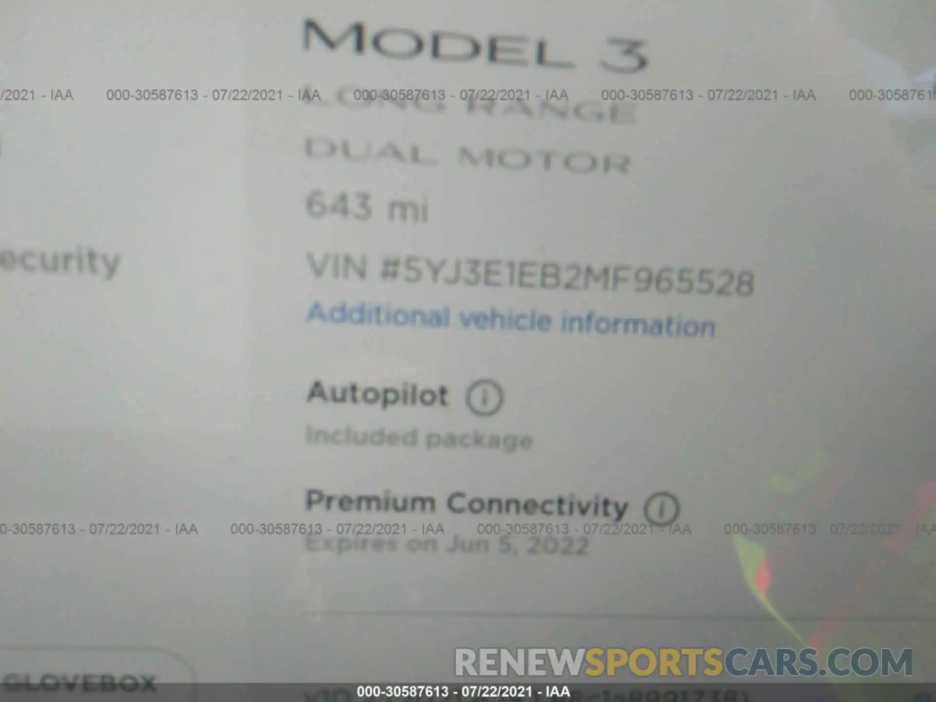 7 Photograph of a damaged car 5YJ3E1EB2MF965528 TESLA MODEL 3 2021