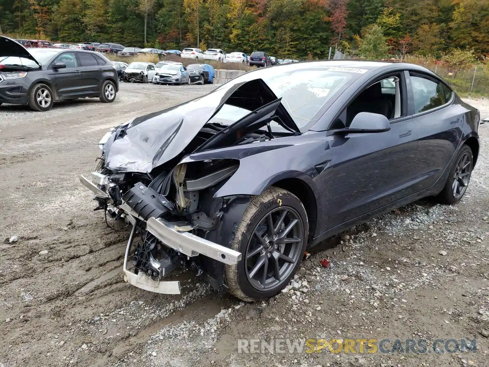 2 Photograph of a damaged car 5YJ3E1EB2MF978845 TESLA MODEL 3 2021