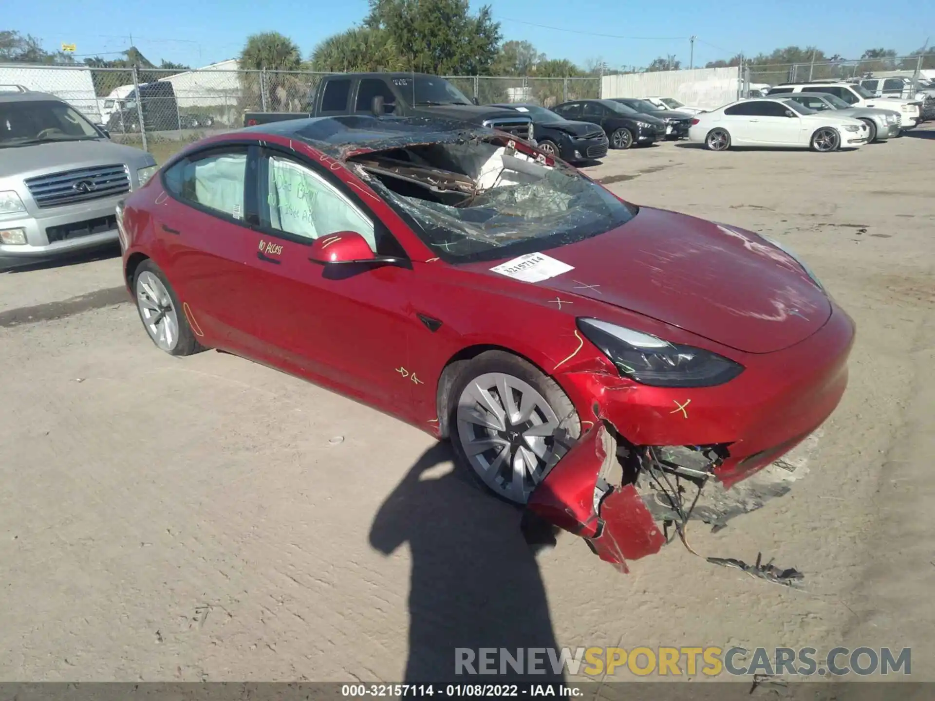 1 Photograph of a damaged car 5YJ3E1EB2MF980370 TESLA MODEL 3 2021