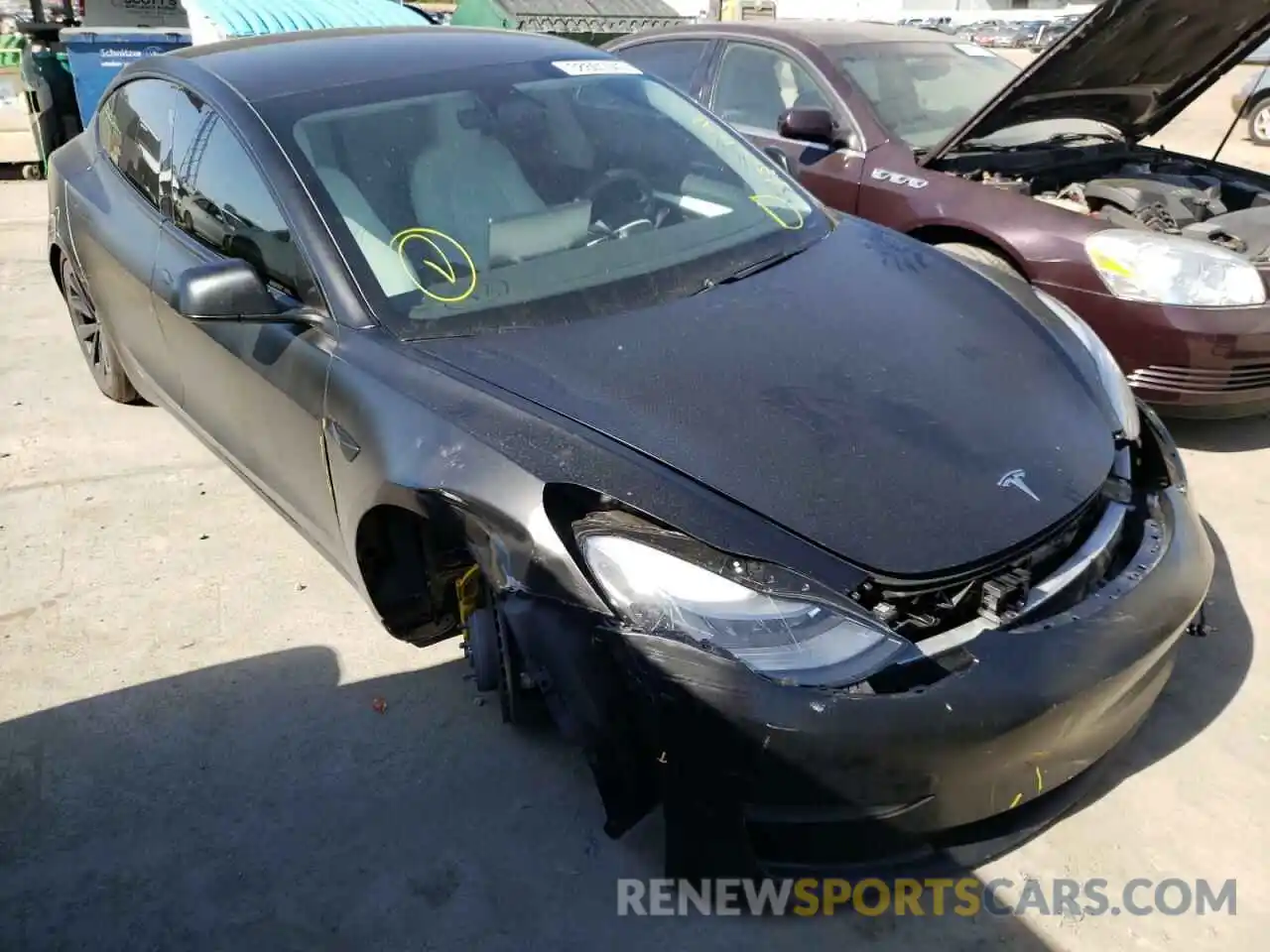 1 Photograph of a damaged car 5YJ3E1EB3MF015579 TESLA MODEL 3 2021