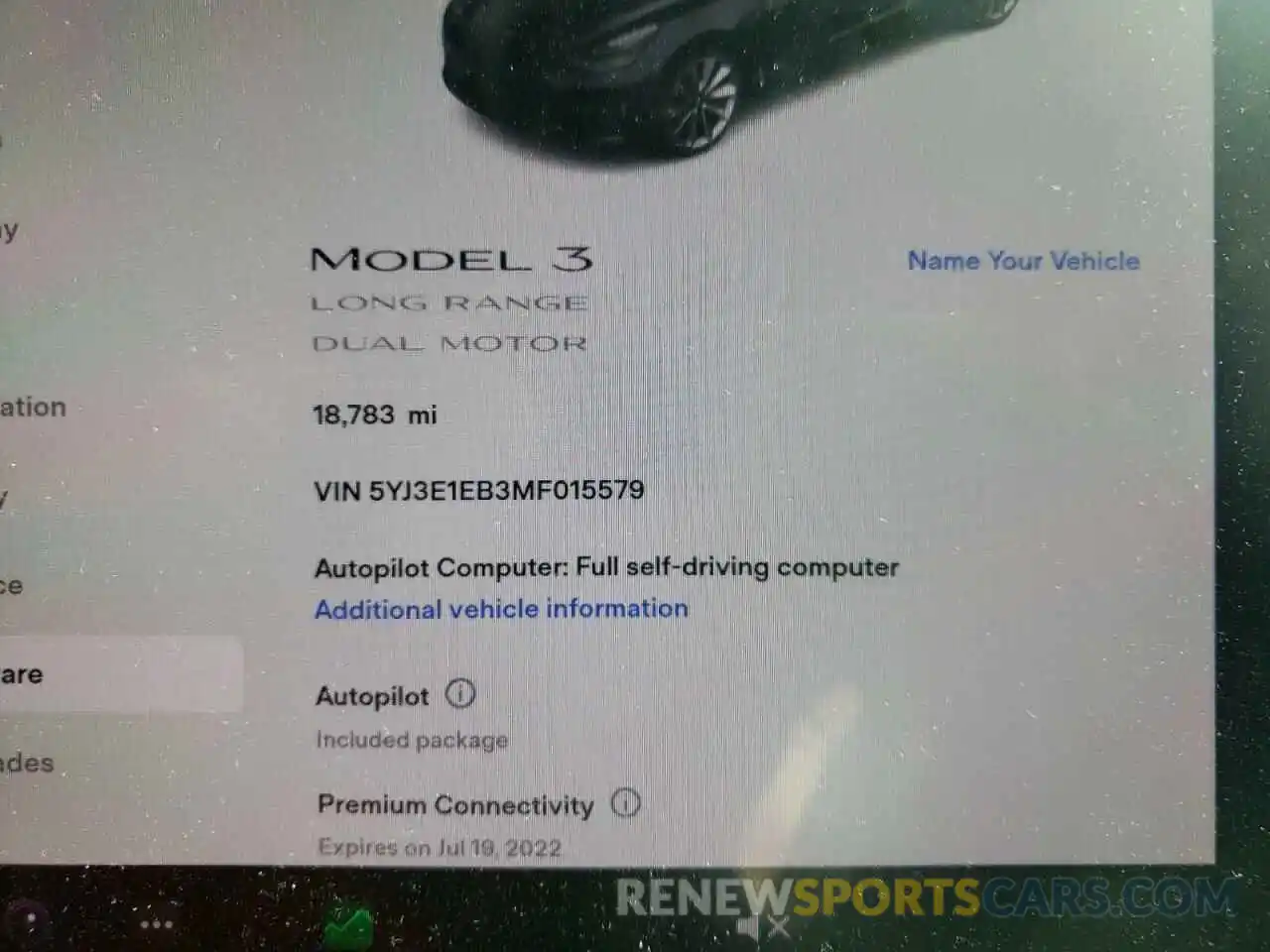 8 Фотография поврежденного автомобиля 5YJ3E1EB3MF015579 TESLA MODEL 3 2021