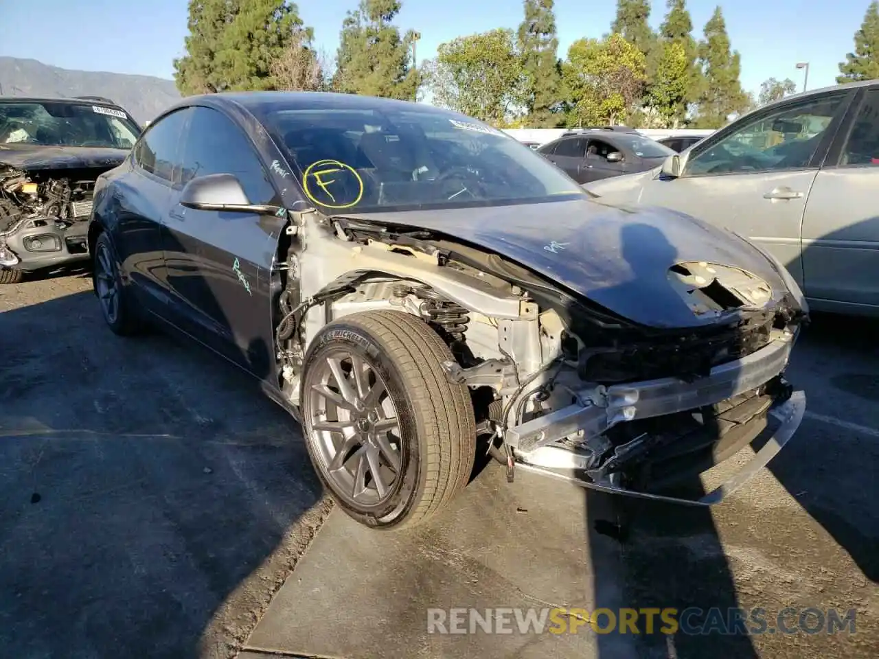 1 Photograph of a damaged car 5YJ3E1EB3MF072297 TESLA MODEL 3 2021