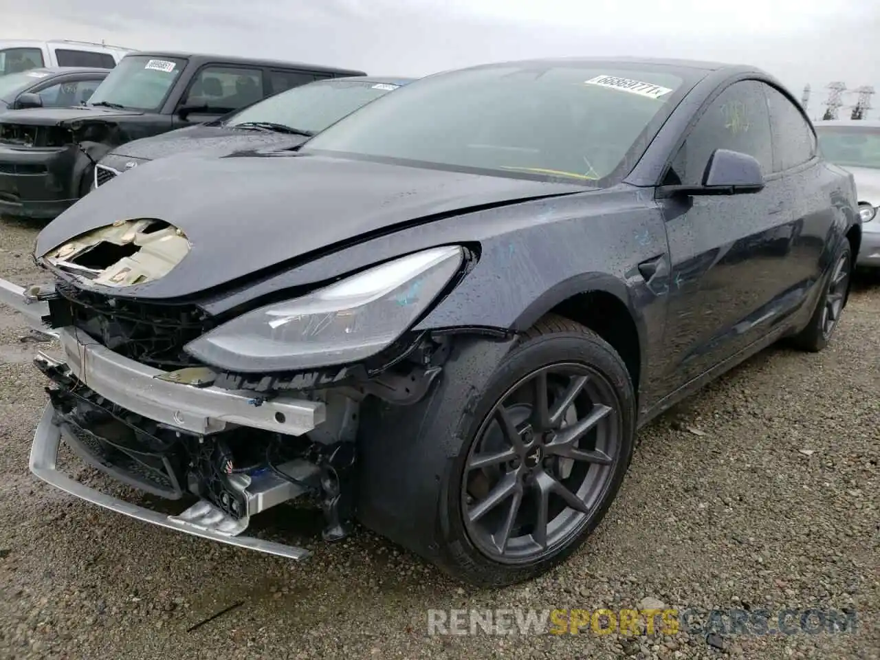 2 Photograph of a damaged car 5YJ3E1EB3MF072297 TESLA MODEL 3 2021