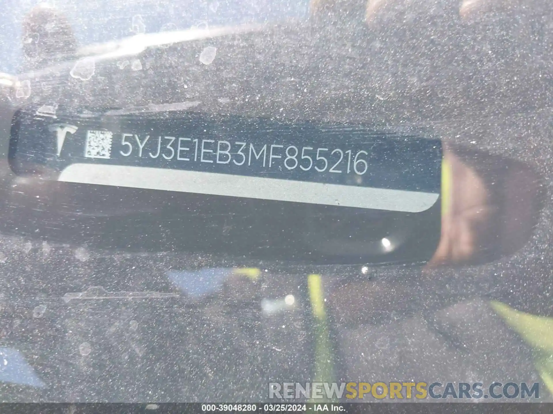 19 Photograph of a damaged car 5YJ3E1EB3MF855216 TESLA MODEL 3 2021