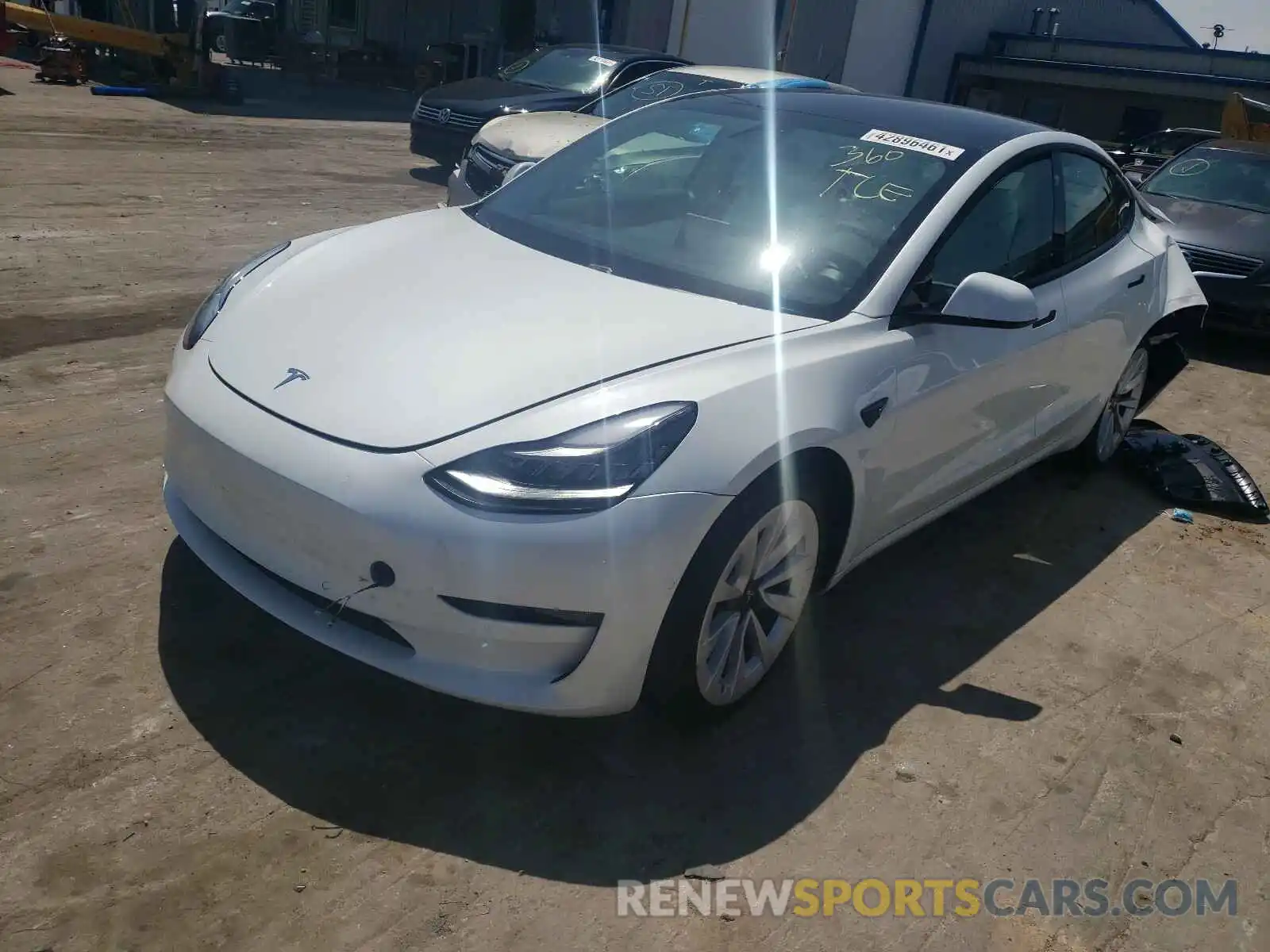 2 Photograph of a damaged car 5YJ3E1EB3MF860528 TESLA MODEL 3 2021