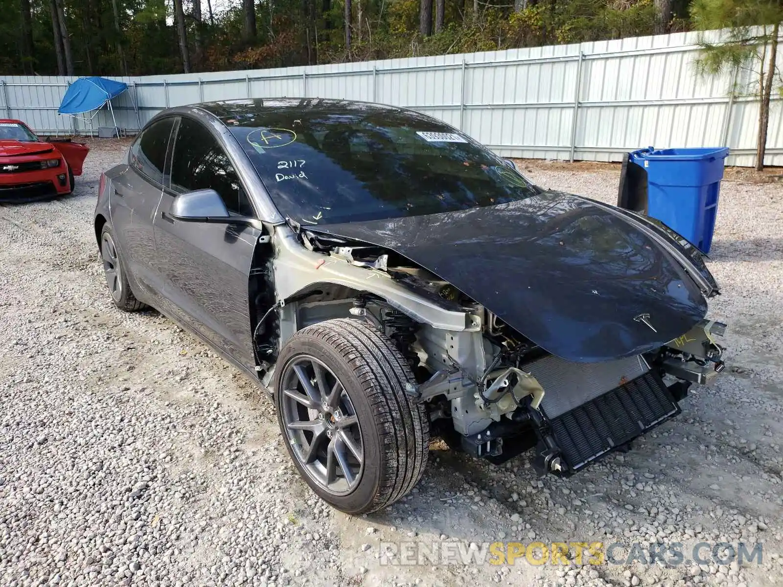 1 Photograph of a damaged car 5YJ3E1EB3MF869410 TESLA MODEL 3 2021