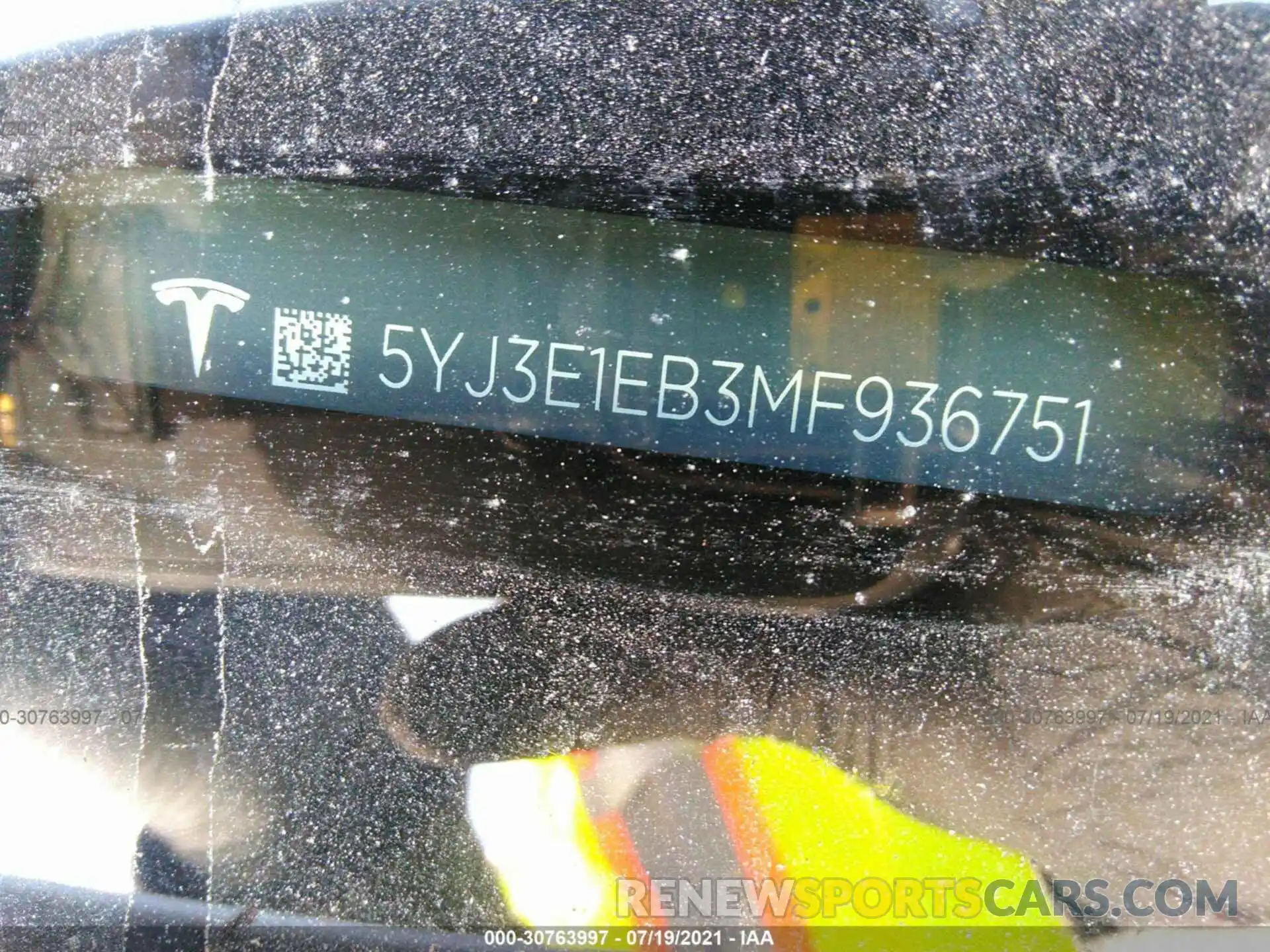 9 Photograph of a damaged car 5YJ3E1EB3MF936751 TESLA MODEL 3 2021