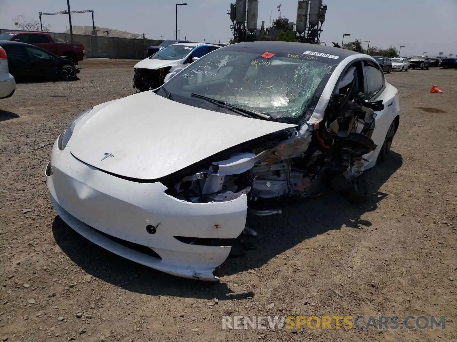 2 Photograph of a damaged car 5YJ3E1EB3MF938967 TESLA MODEL 3 2021