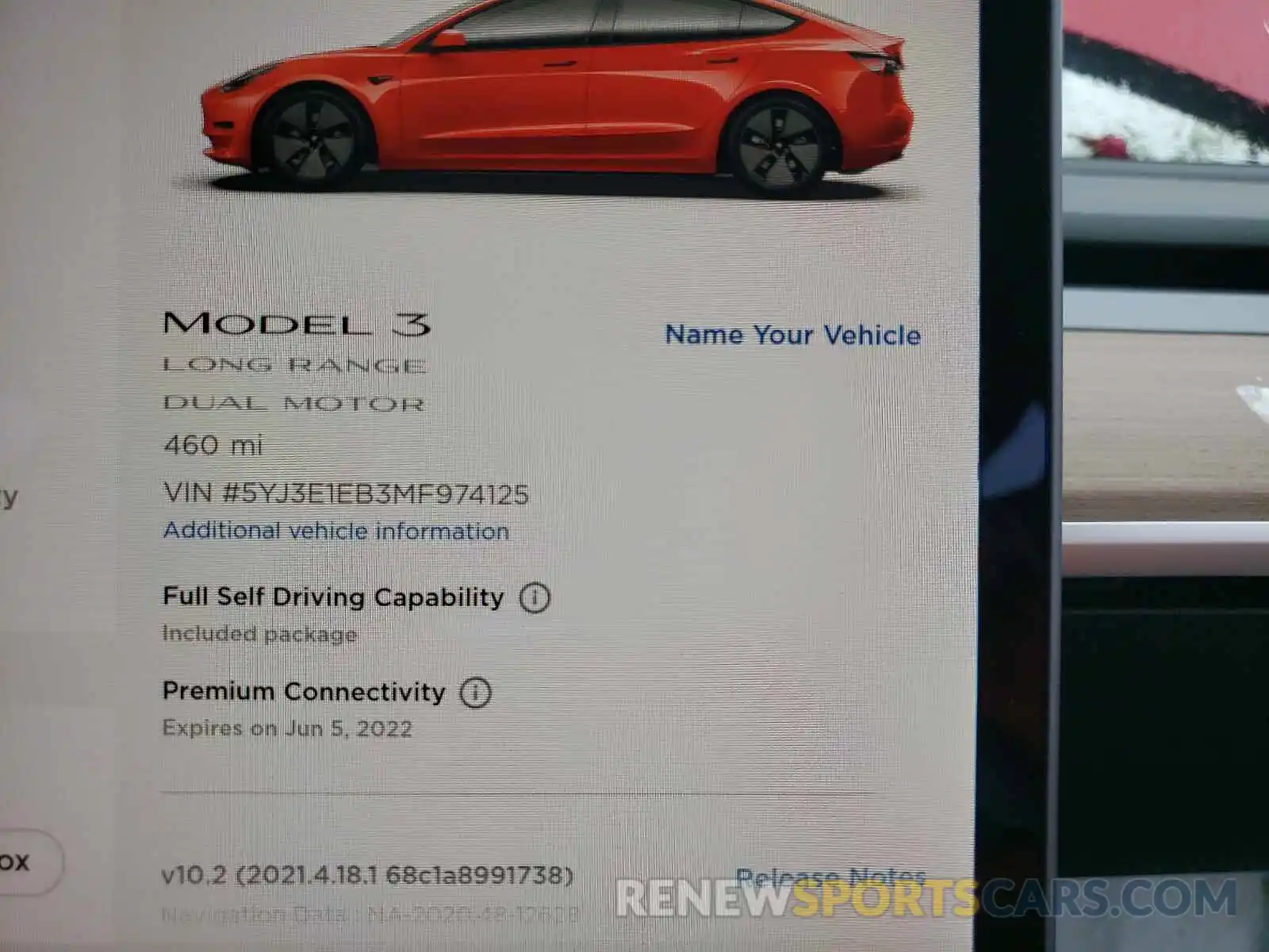 8 Фотография поврежденного автомобиля 5YJ3E1EB3MF974125 TESLA MODEL 3 2021