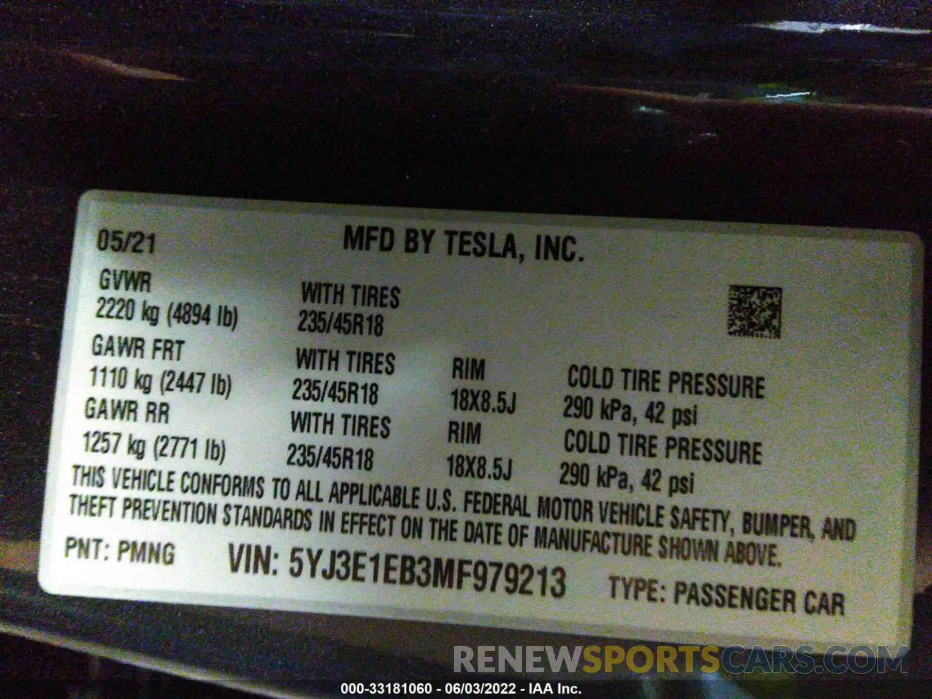 9 Photograph of a damaged car 5YJ3E1EB3MF979213 TESLA MODEL 3 2021