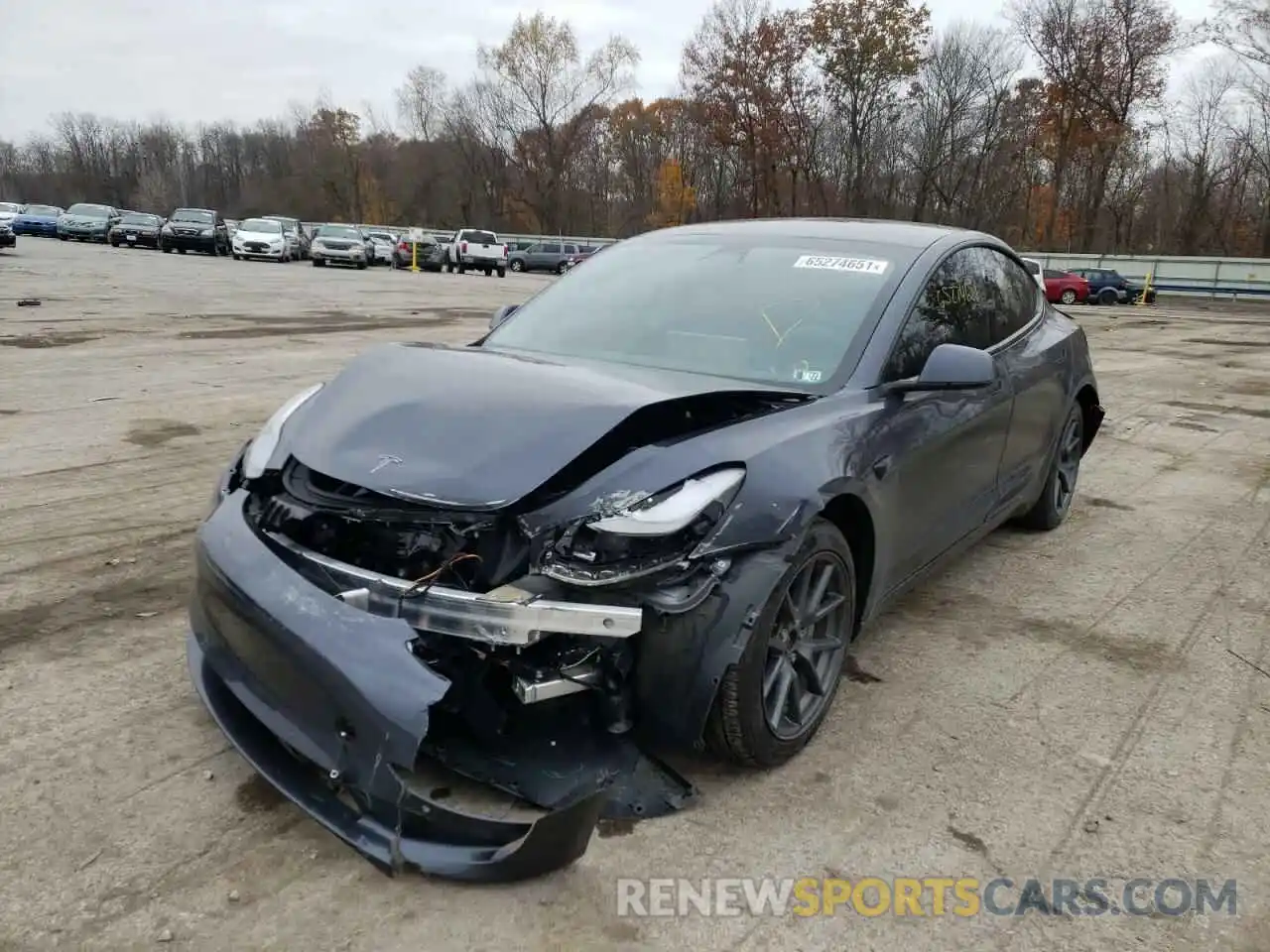 2 Photograph of a damaged car 5YJ3E1EB3MF992656 TESLA MODEL 3 2021