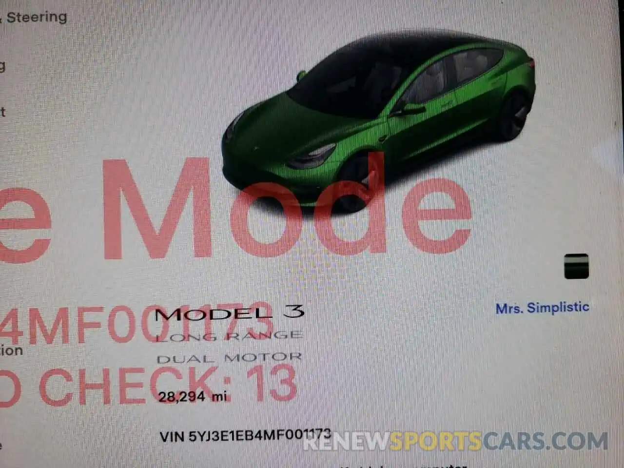 8 Photograph of a damaged car 5YJ3E1EB4MF001173 TESLA MODEL 3 2021