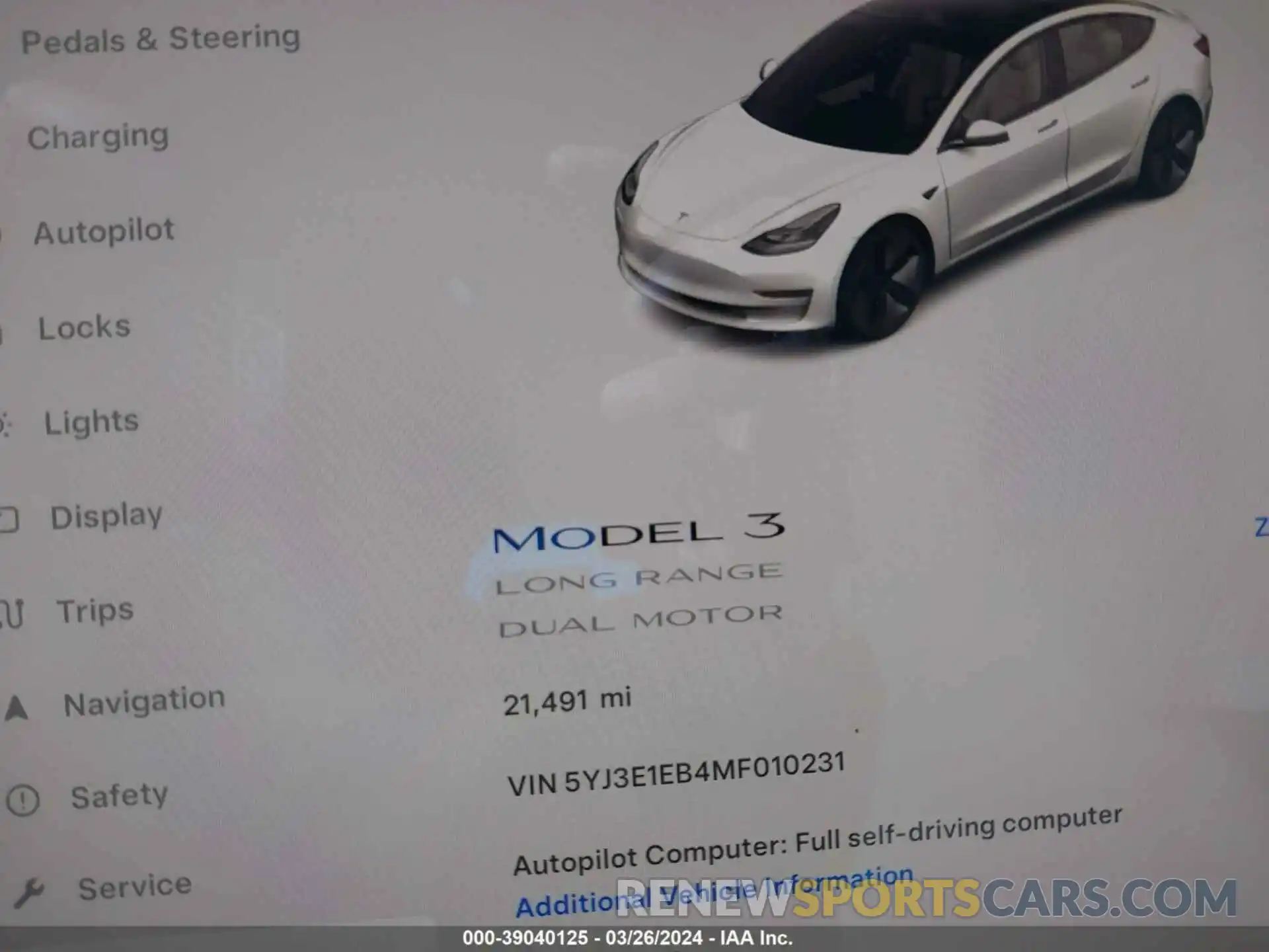 7 Фотография поврежденного автомобиля 5YJ3E1EB4MF010231 TESLA MODEL 3 2021