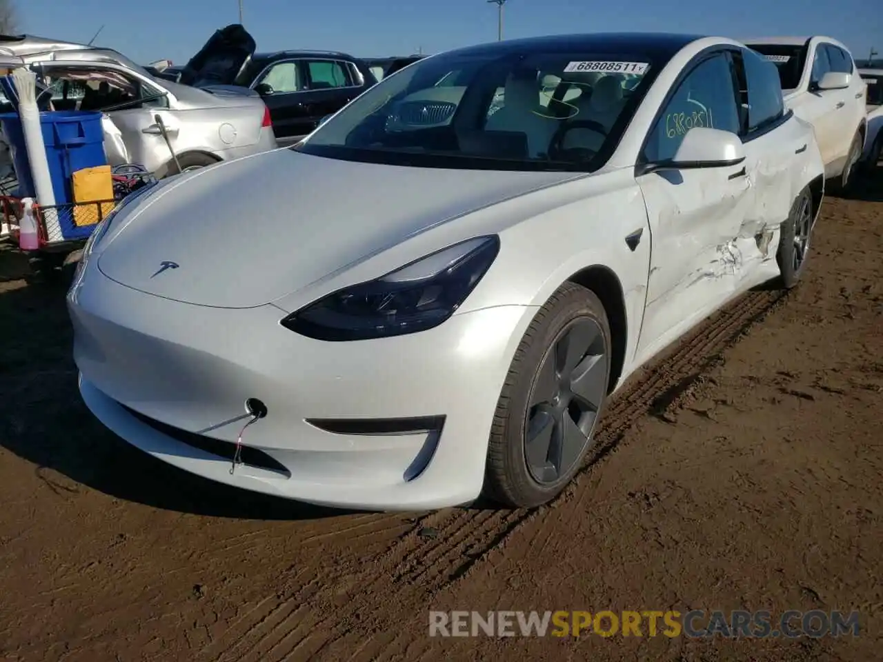 2 Photograph of a damaged car 5YJ3E1EB4MF013372 TESLA MODEL 3 2021