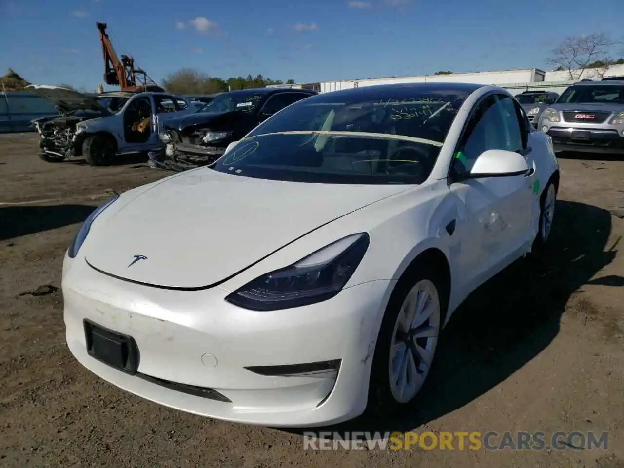 2 Photograph of a damaged car 5YJ3E1EB4MF030141 TESLA MODEL 3 2021