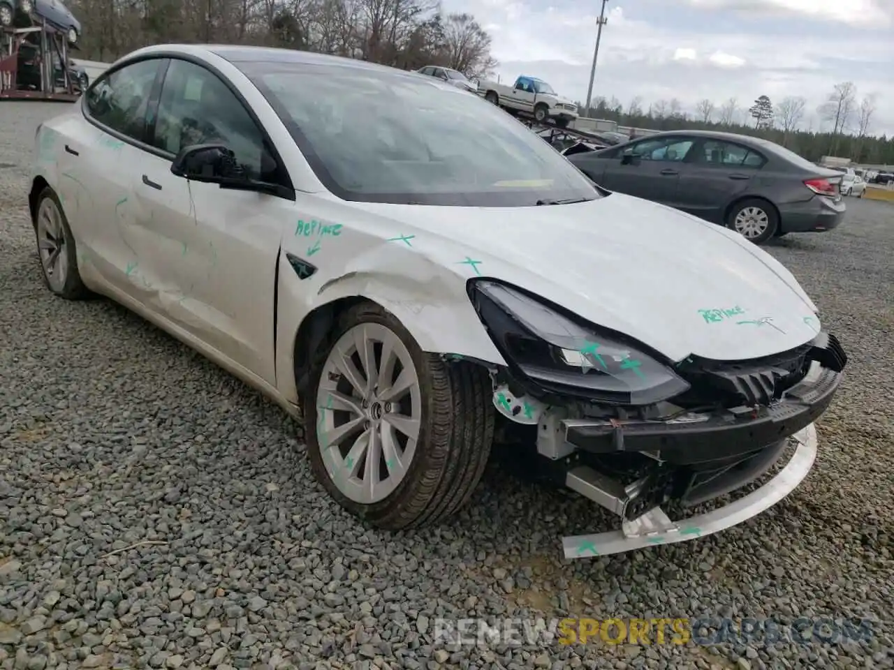 1 Photograph of a damaged car 5YJ3E1EB4MF036943 TESLA MODEL 3 2021