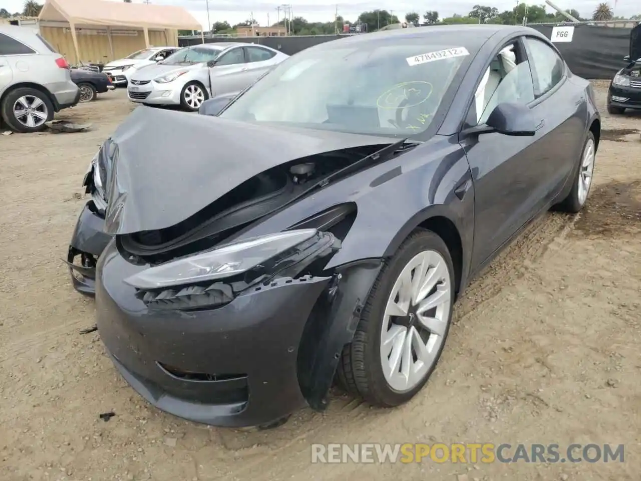 2 Photograph of a damaged car 5YJ3E1EB4MF046906 TESLA MODEL 3 2021