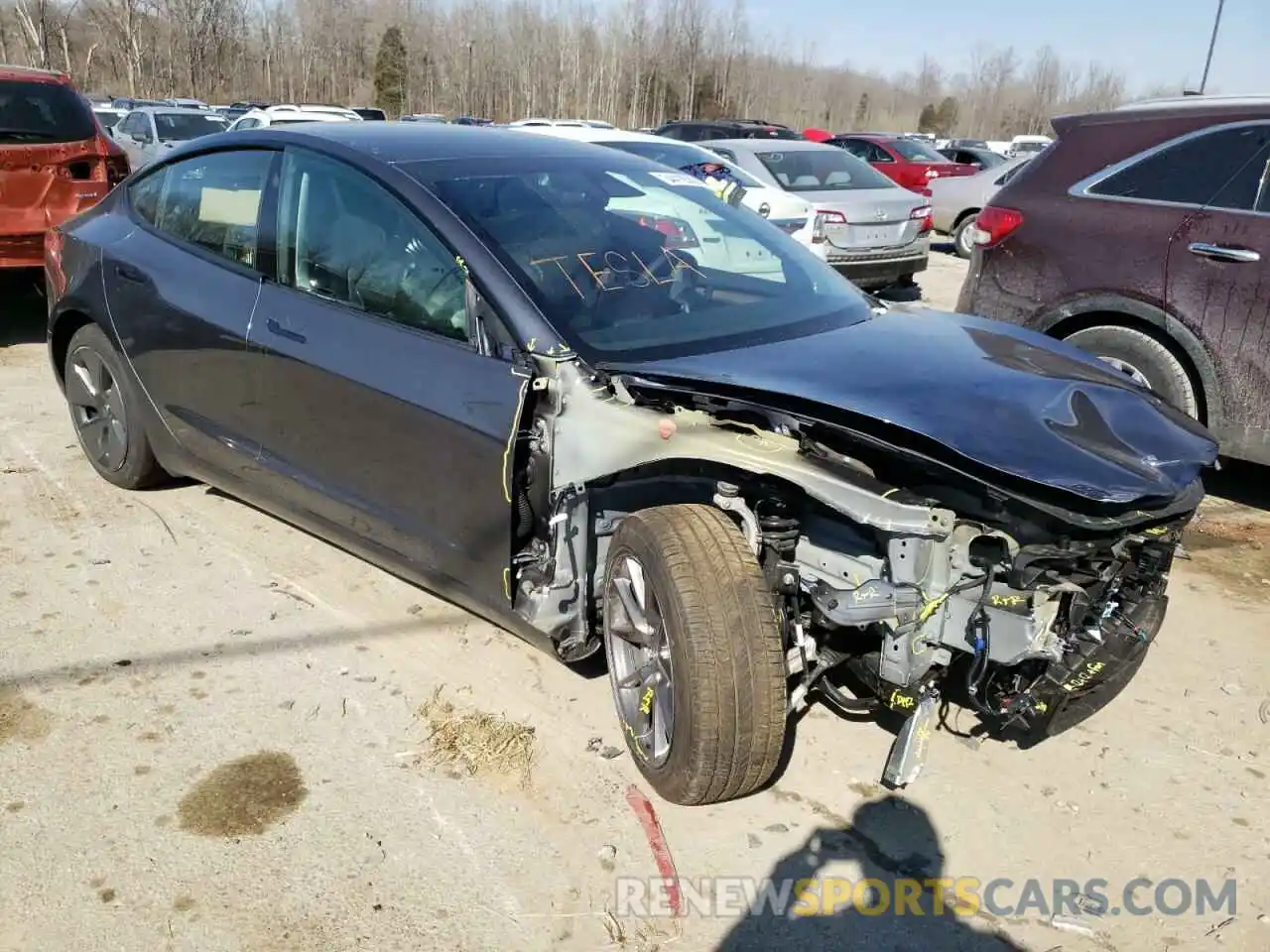 1 Photograph of a damaged car 5YJ3E1EB4MF059459 TESLA MODEL 3 2021