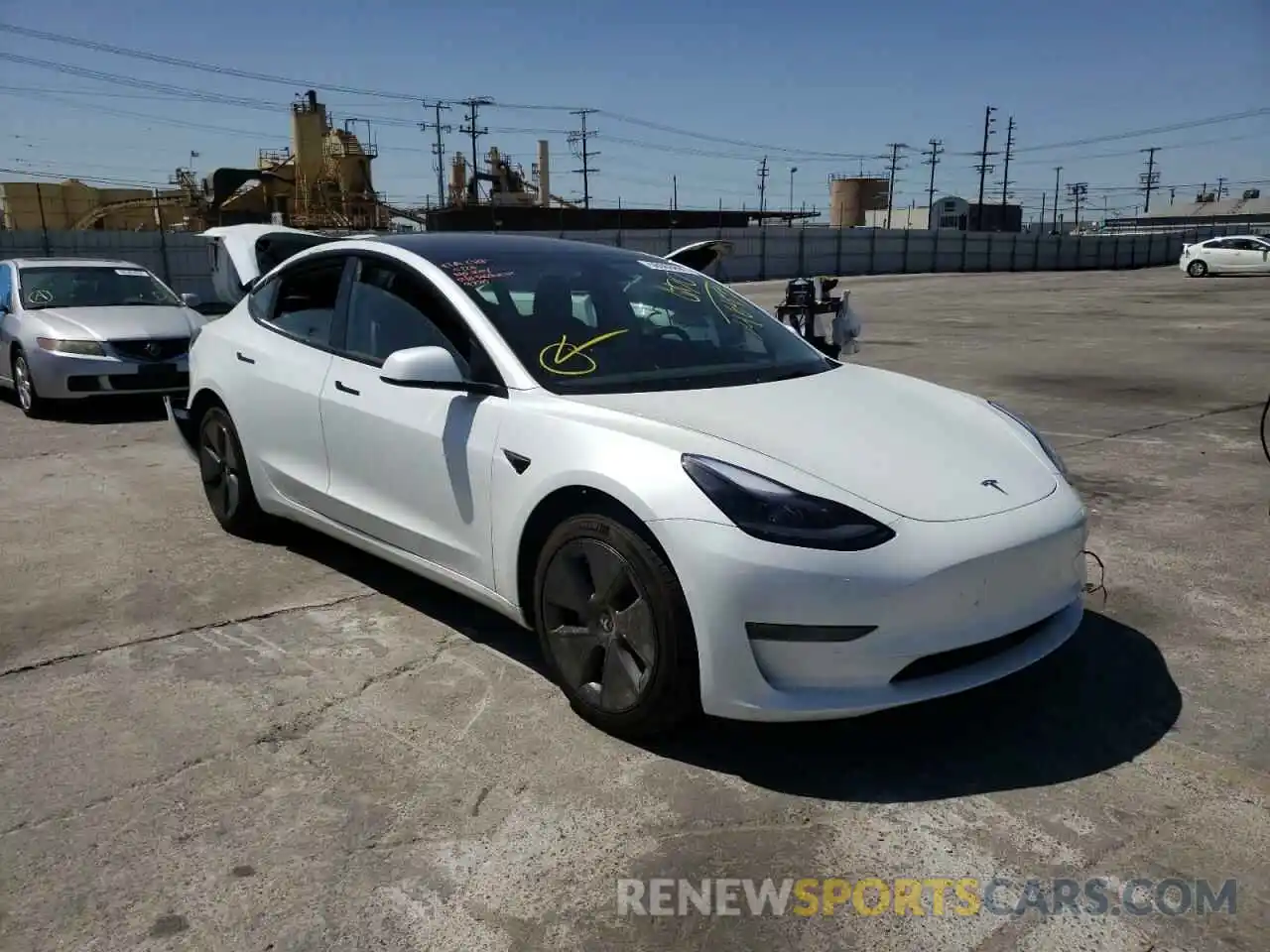 1 Photograph of a damaged car 5YJ3E1EB4MF099220 TESLA MODEL 3 2021