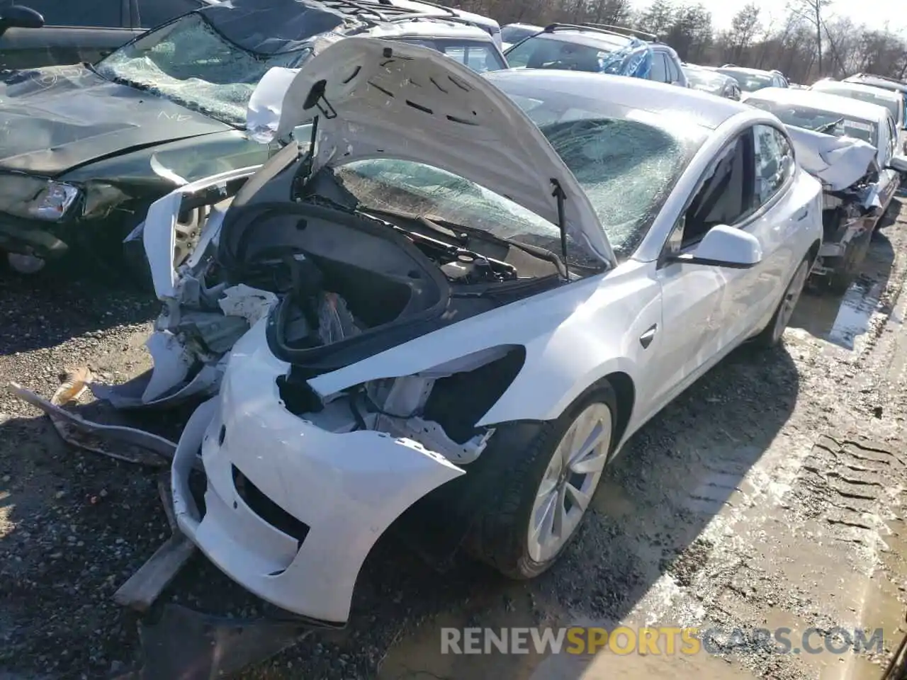 2 Photograph of a damaged car 5YJ3E1EB4MF101080 TESLA MODEL 3 2021