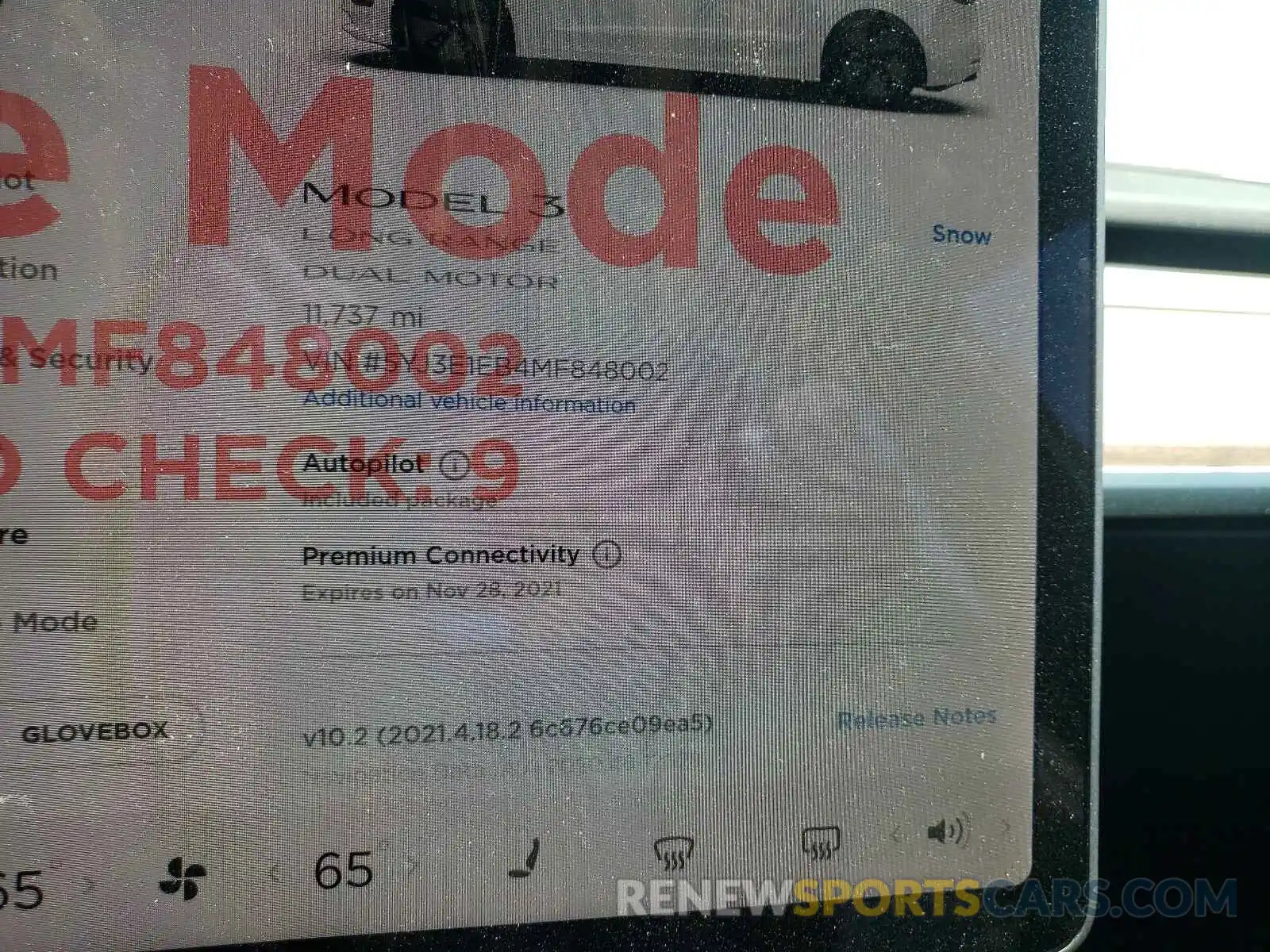 8 Фотография поврежденного автомобиля 5YJ3E1EB4MF848002 TESLA MODEL 3 2021