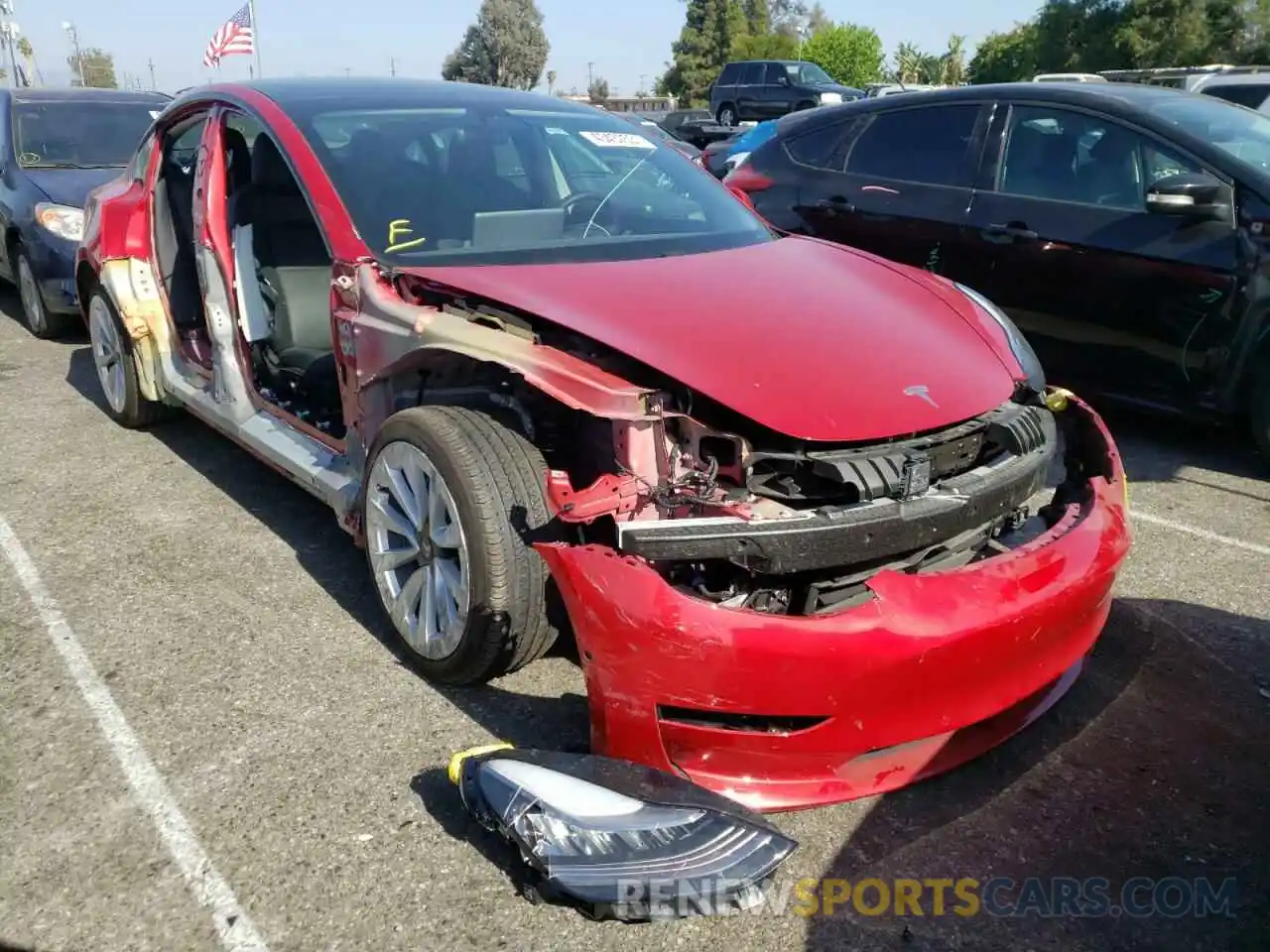 1 Photograph of a damaged car 5YJ3E1EB4MF855628 TESLA MODEL 3 2021