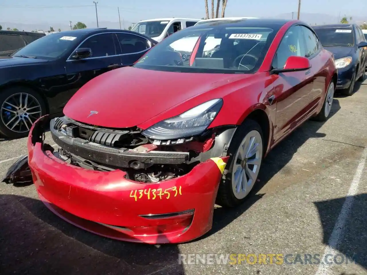 2 Photograph of a damaged car 5YJ3E1EB4MF855628 TESLA MODEL 3 2021