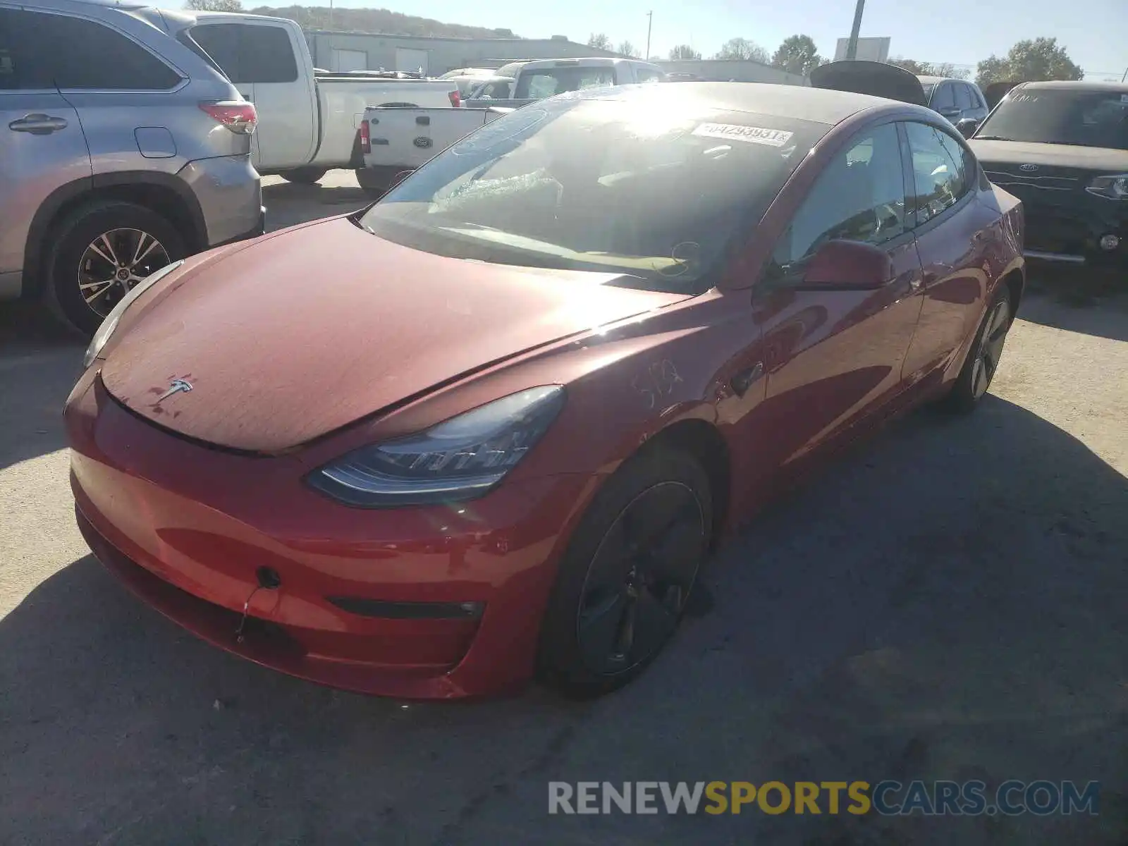 2 Photograph of a damaged car 5YJ3E1EB4MF858917 TESLA MODEL 3 2021